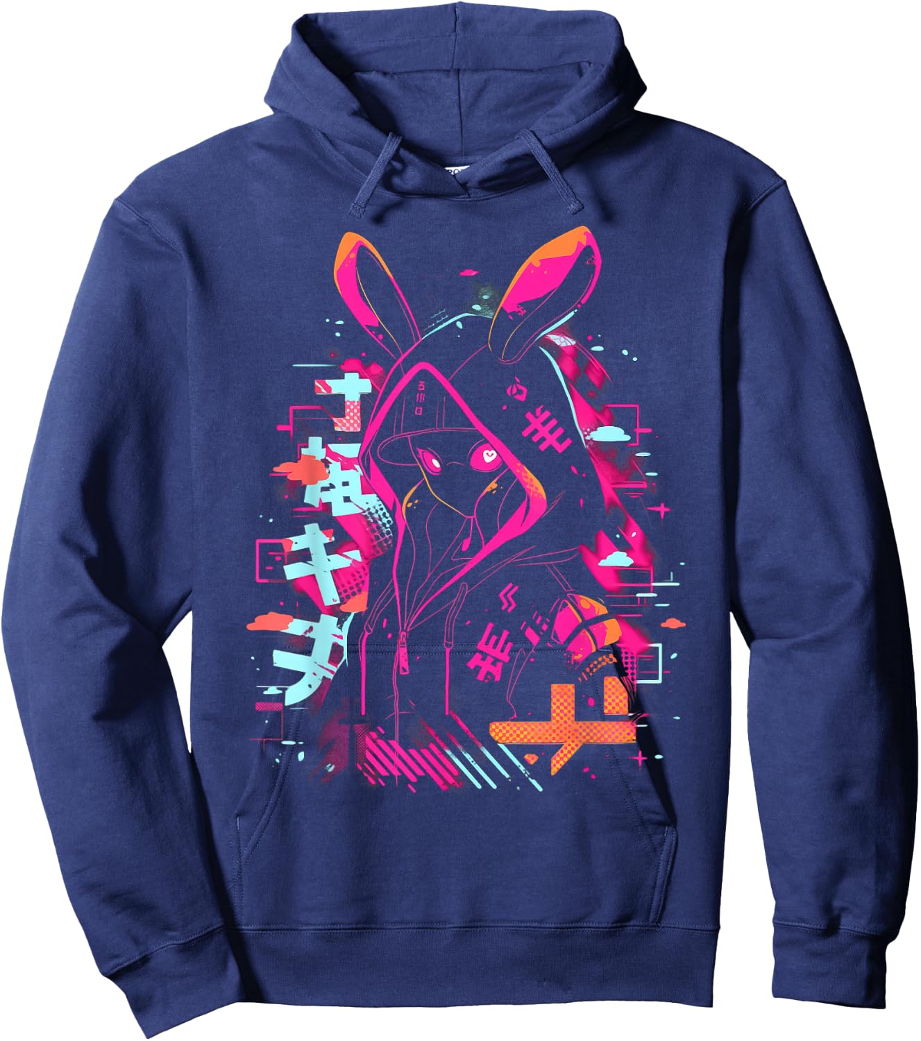 Anime Manga Cyberpunk Aesthetic Techwear Harajuku , black Hoodie - Hoodie | Navy