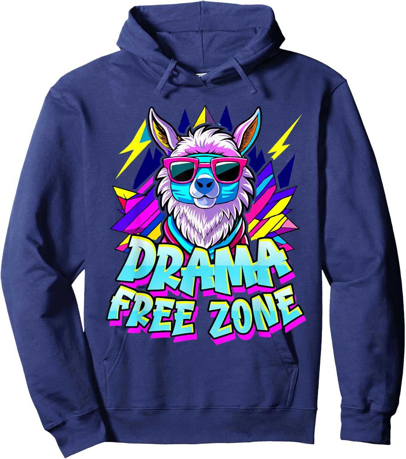 Alpaca Fan DRAMA FREE ZONE Funny Alpacas Hoodie - Hoodie | Navy