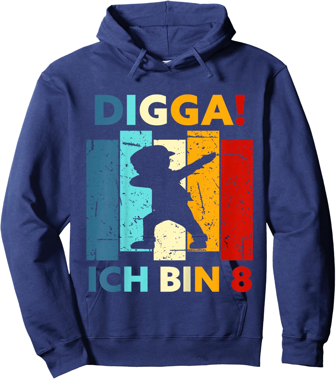 Kids Digga! I Am 8 8th Birthday 8 Years Eight Boys Girls , black Hoodie - Hoodie | Navy