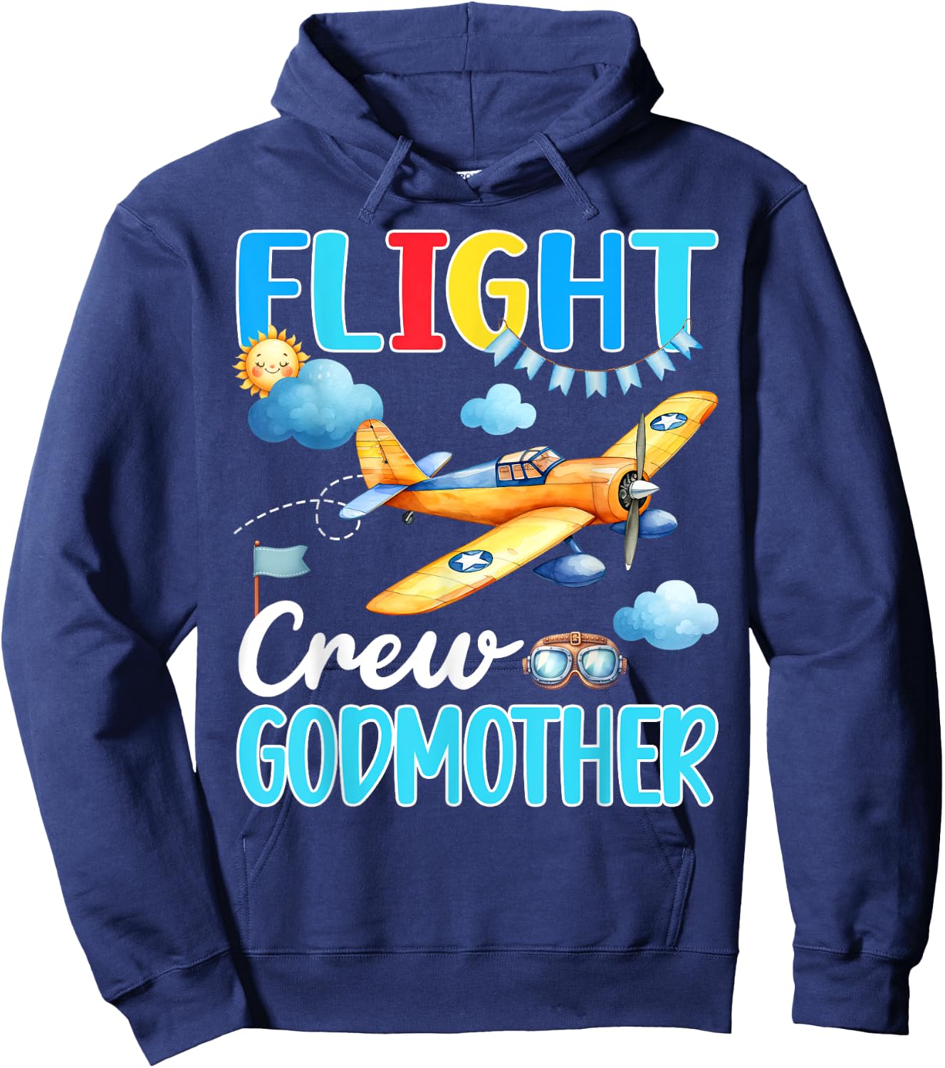 Flight Crew Godmother Birthday Airplane Matching Family Hoodie - Hoodie | Navy