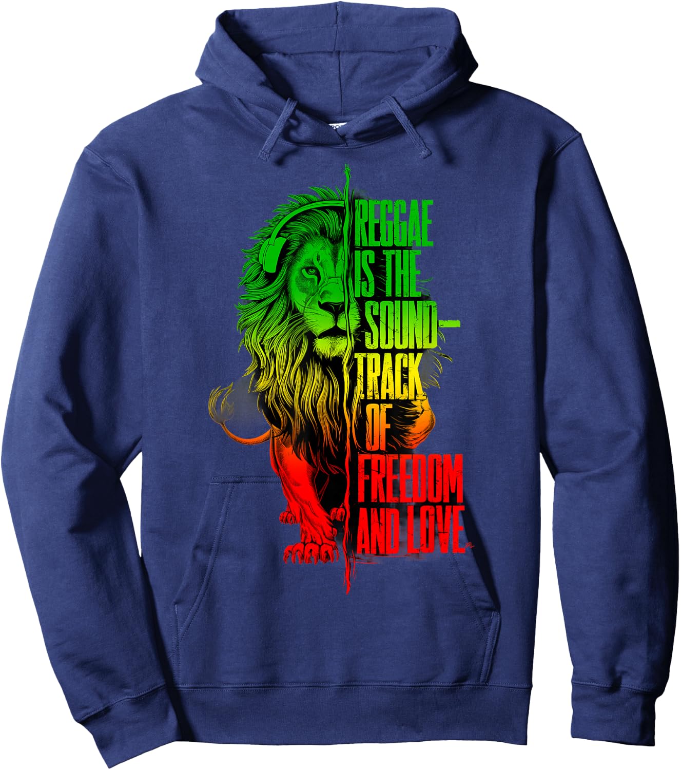 Rasta Reggae Lion Of Judah Reggae Musik-Kopfhörer Hoodie - Hoodie | Navy