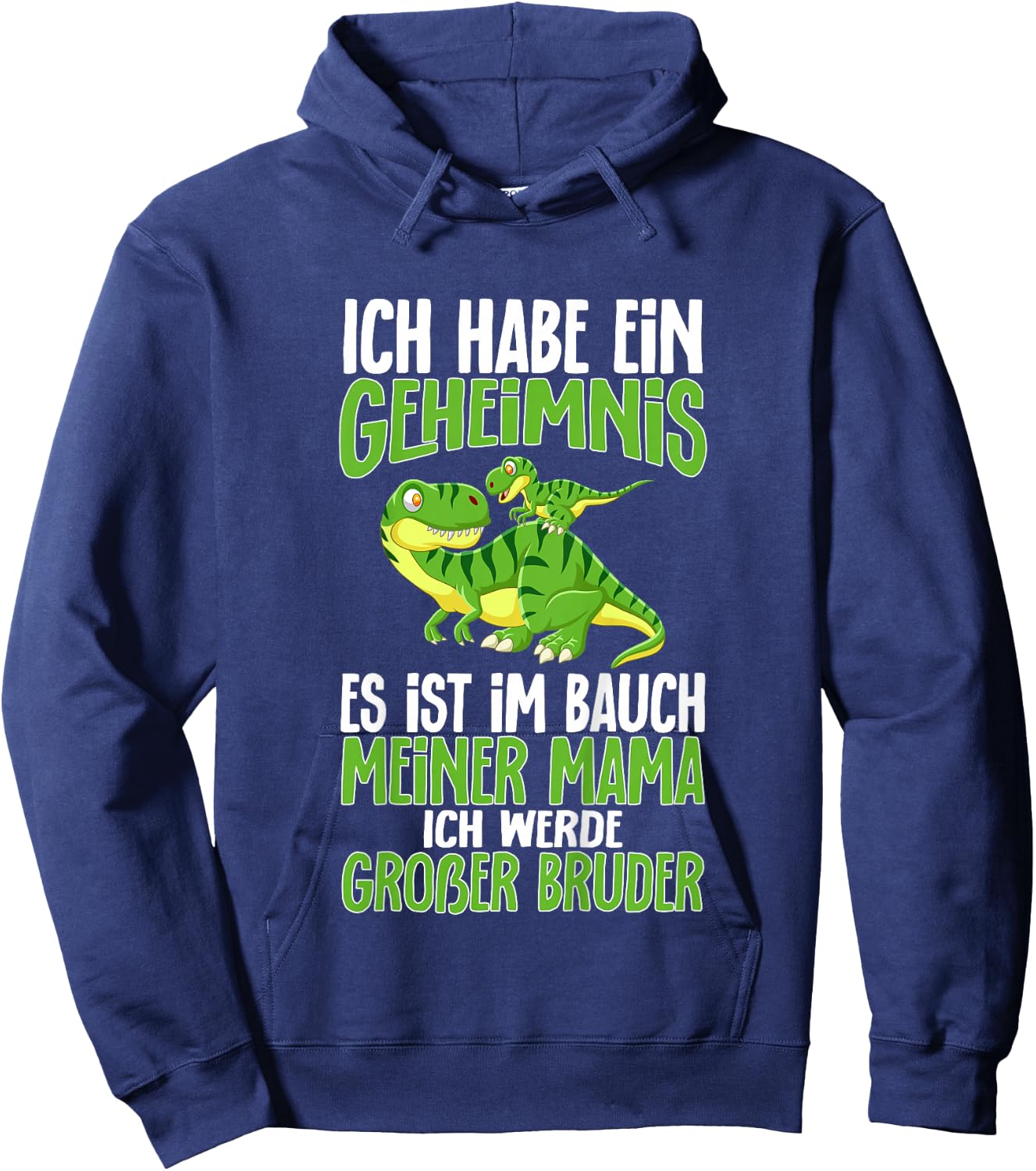 Children's Funny I Will Be Big Brother Dinosaur, black Hoodie - Hoodie | Navy