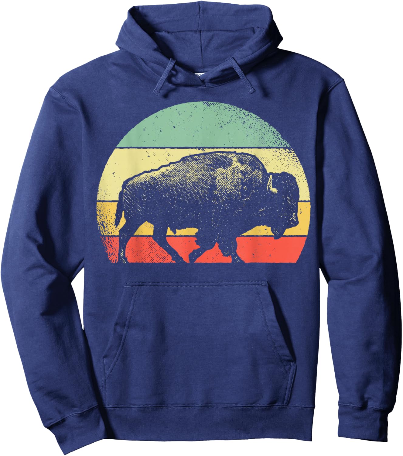 Bison Lover Gifts Wildlife I Bison Natural Reserve Vintage Buffalo Graphic Short Sleeve Regular Fit - Black - Small - -Adults Hoodie - Hoodie | Navy
