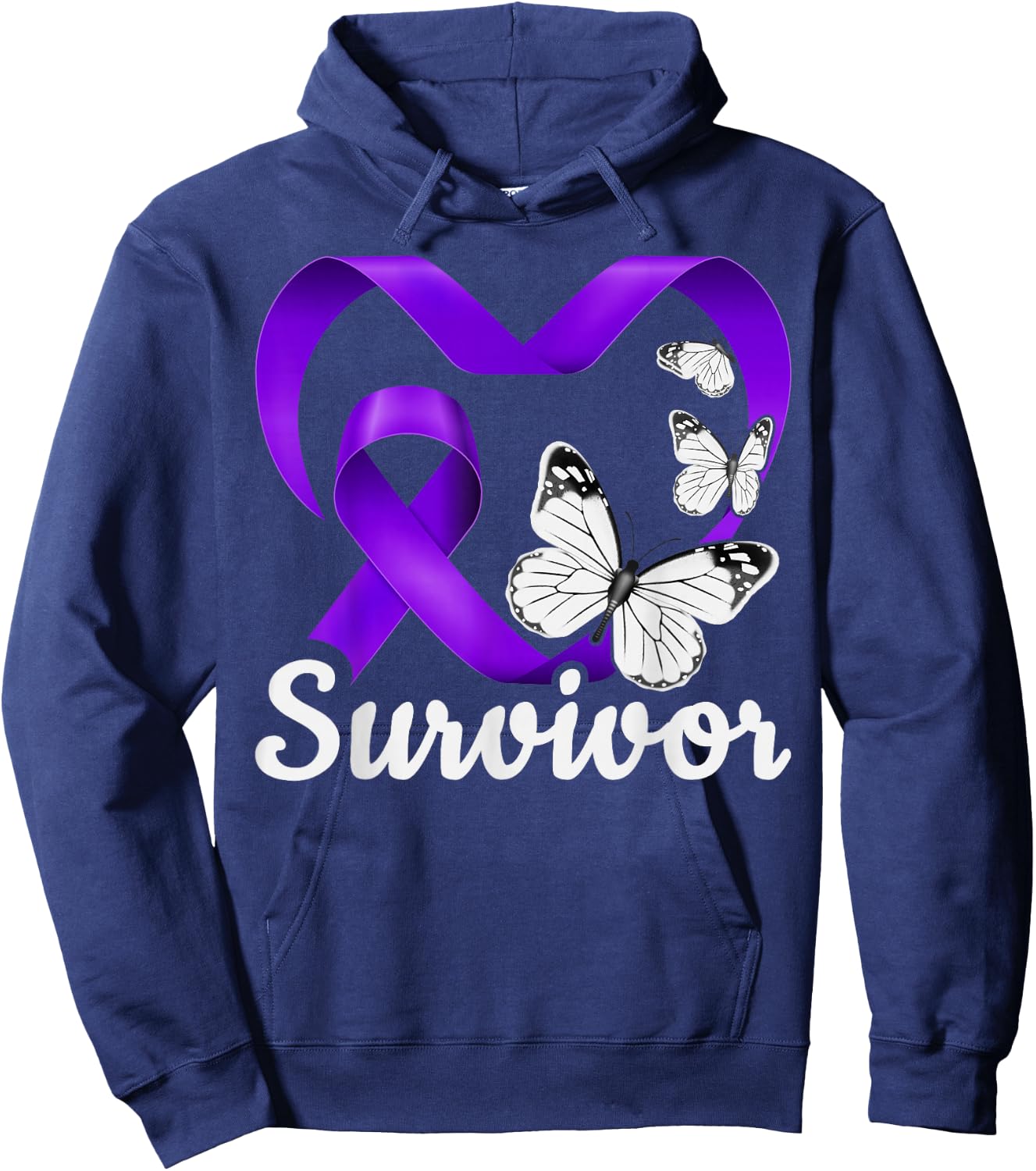 Domestic Violence Survivor Purple Heart Butterflies Hoodie - Hoodie | Navy