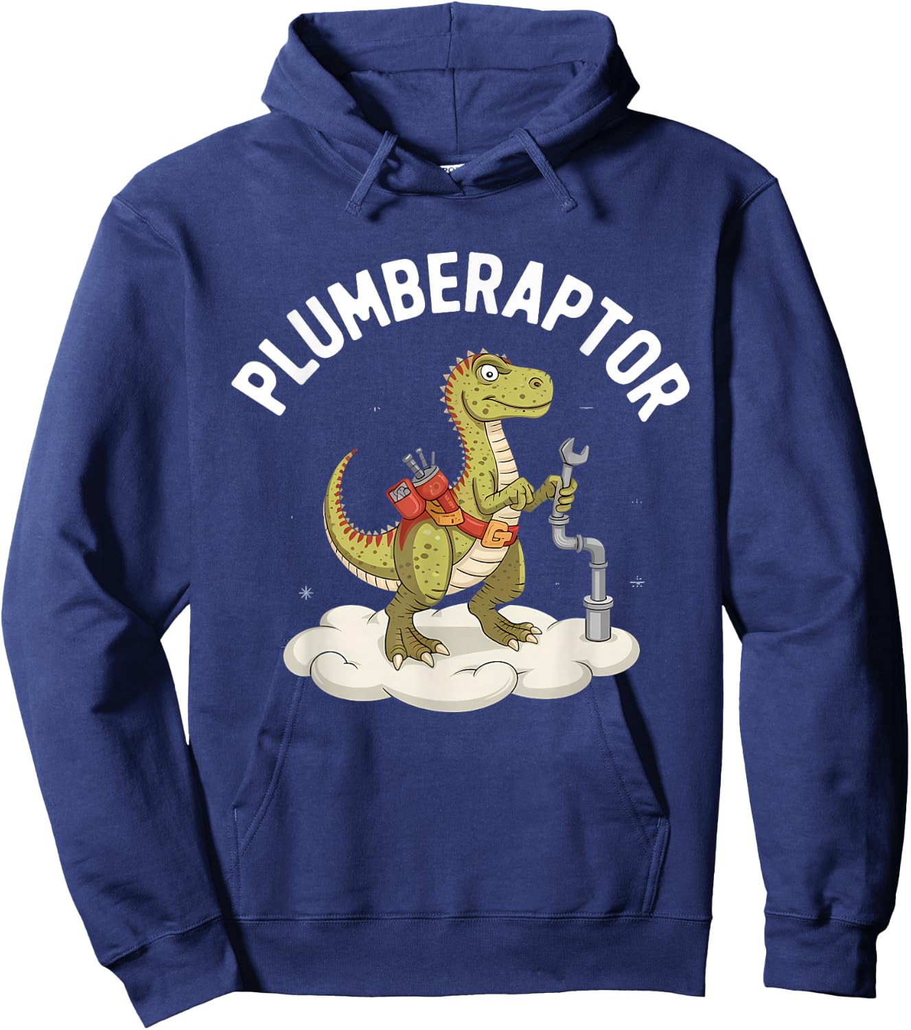 Plumber Dinosaur T-Rex Pipe Wrench Dino Funny Plumbing Hoodie - Hoodie | Navy