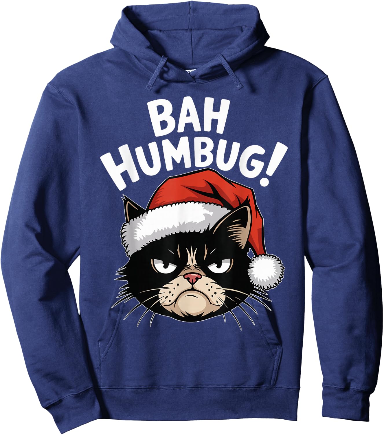 Bah Humbug Funny Bad Cat Christmas Hater Cat Lover Xmas Hoodie - Hoodie | Navy