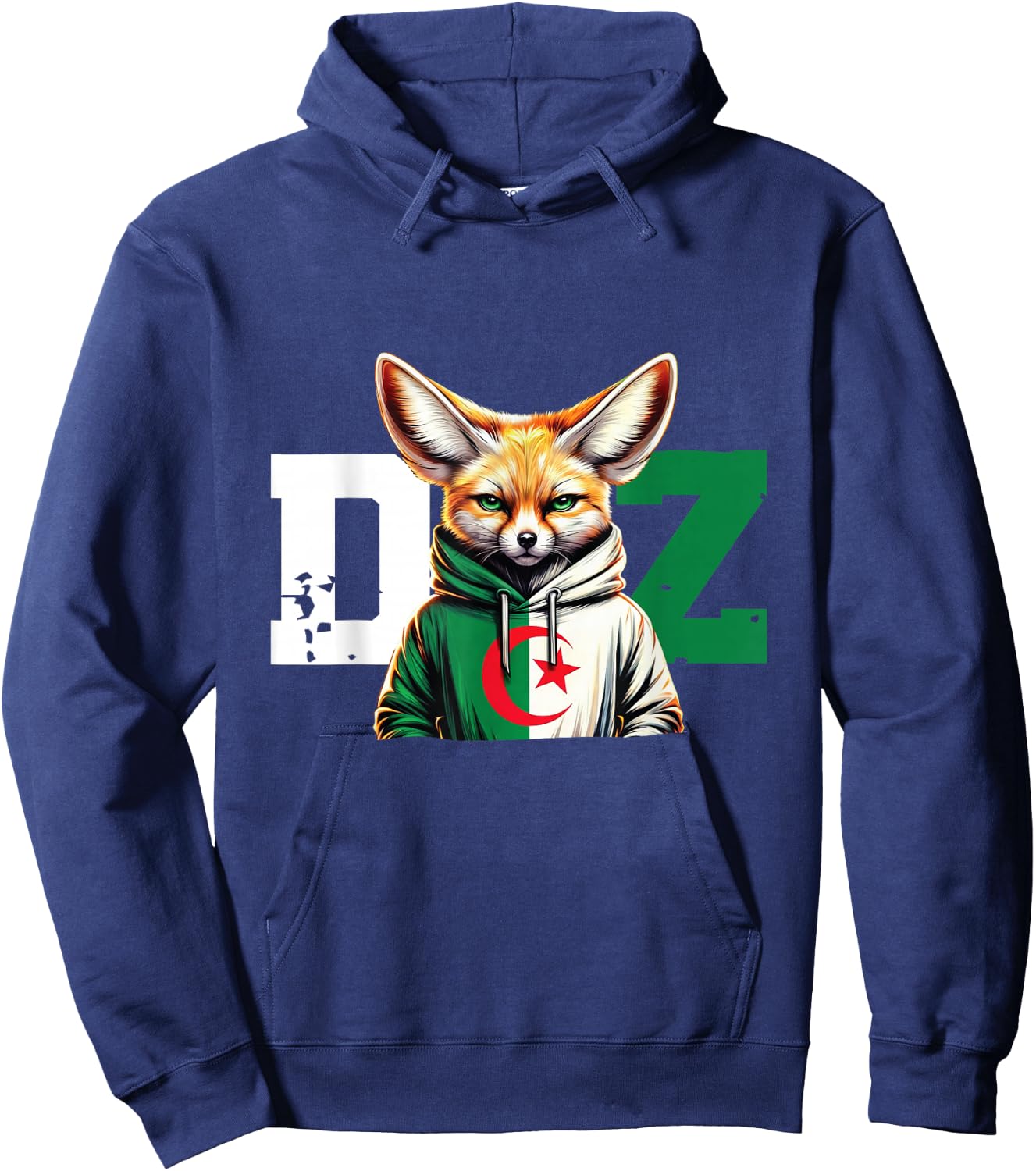Fennec Algerian Flag Football Gift Jersey Dz , Black, S Hoodie - Hoodie | Navy