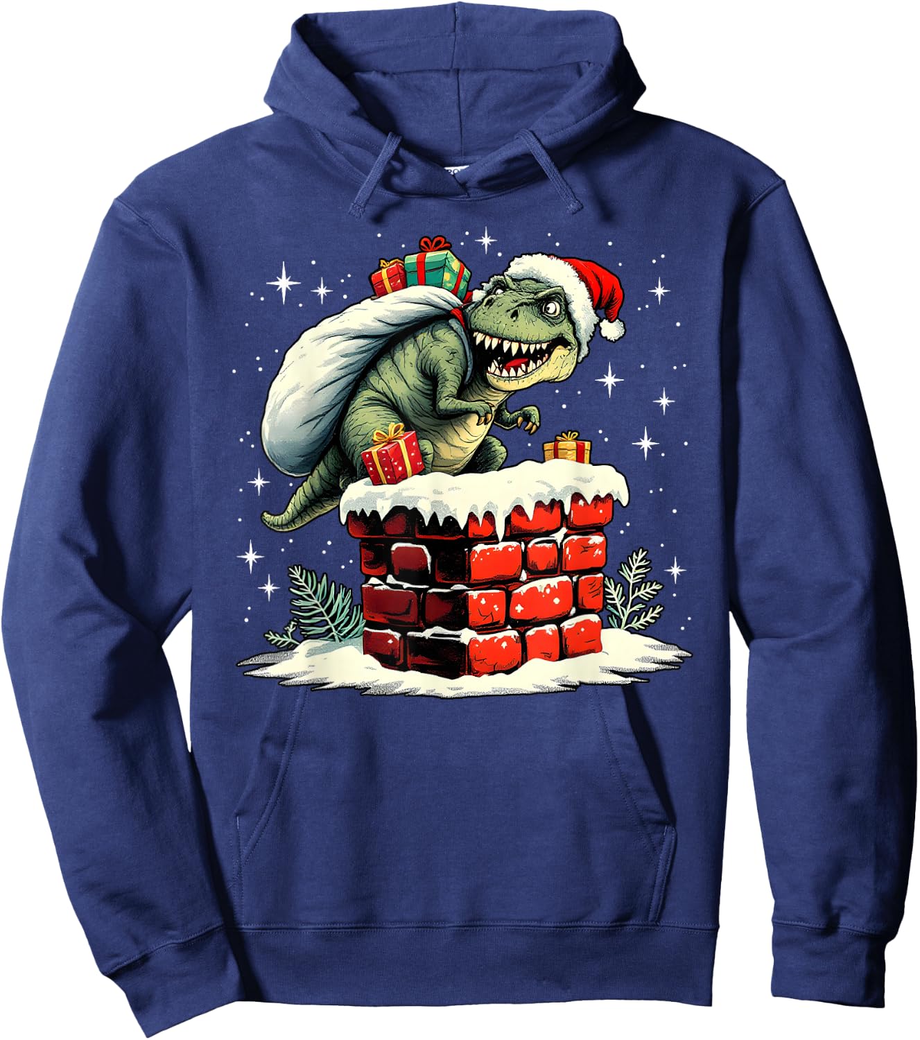 Dinosaur Christmas Santa Xmas Hoodie - Hoodie | Navy