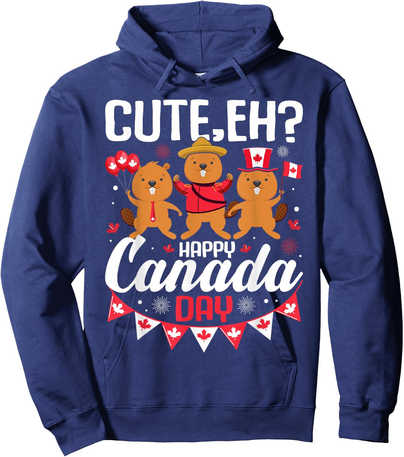 Cute Eh Happy Canada day Flag for Boys girls Kids Toddler Hoodie - Hoodie | Navy