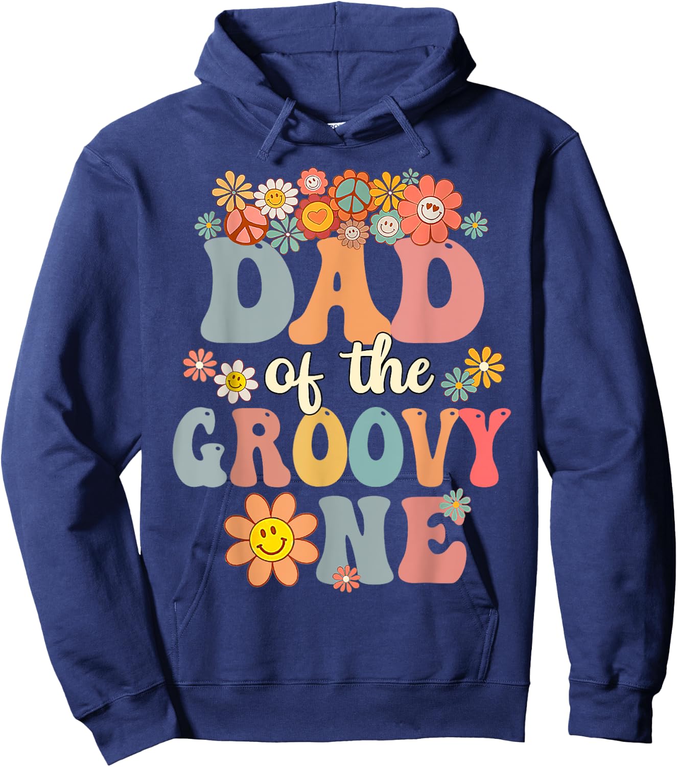 Retro Dad of Groovy One Matching Family 1st Birthday Party Hoodie - Hoodie | Navy