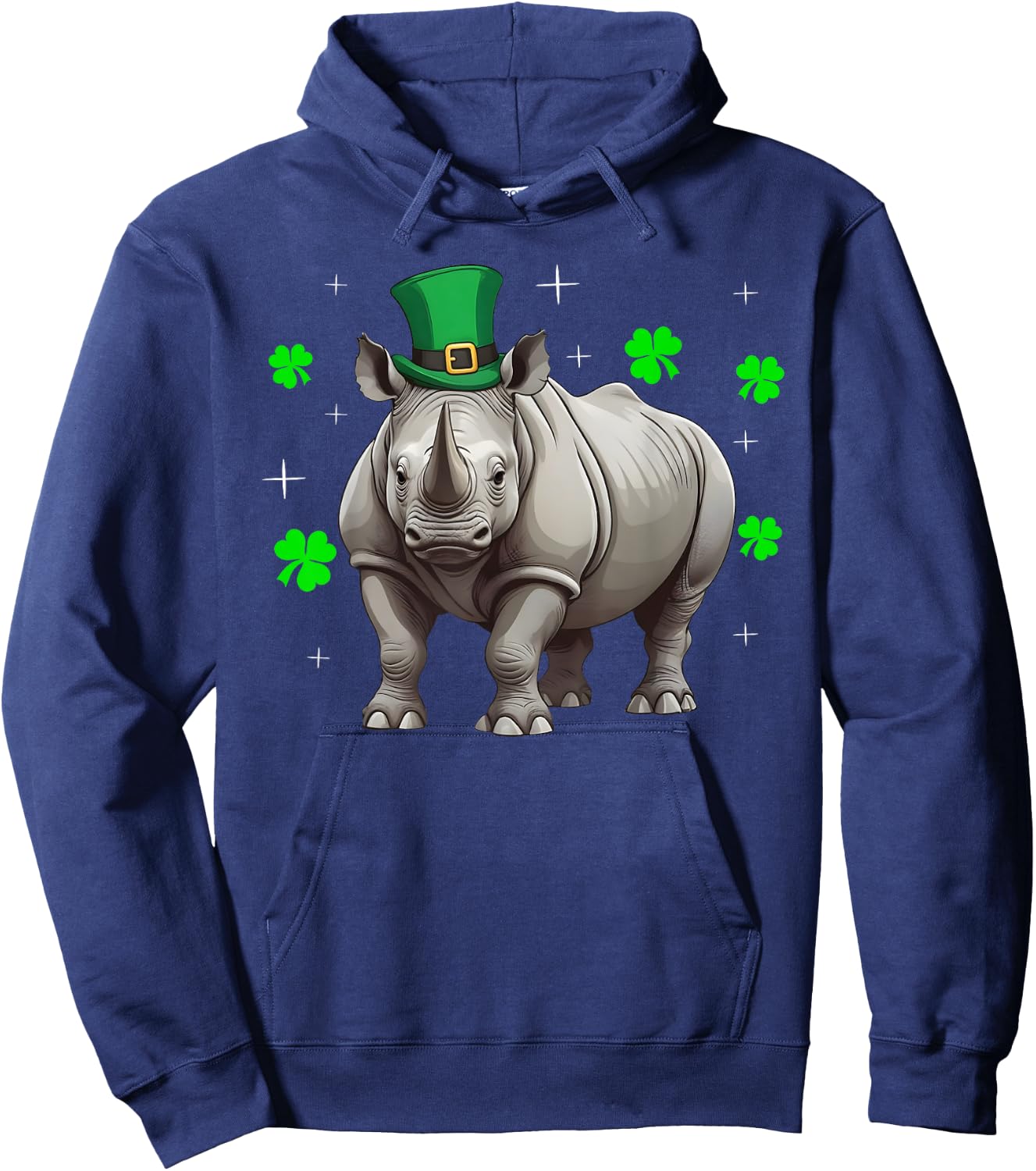 Irish Shamrock Leprechaun Hat Rhino St Patrick's Day Hoodie - Hoodie | Navy