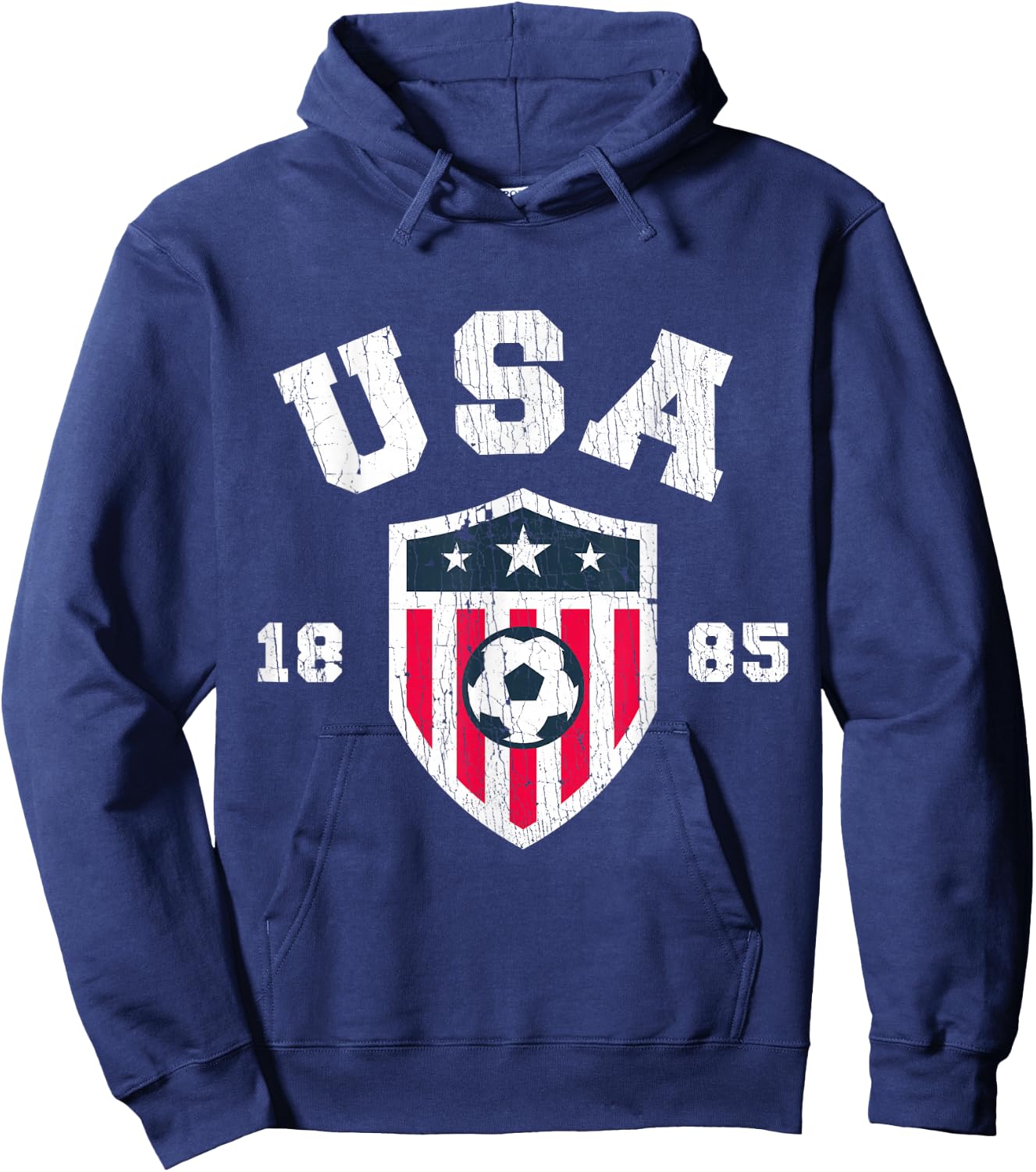 Vintage USA Soccer 1885 American Flag Football Hoodie - Hoodie | Navy
