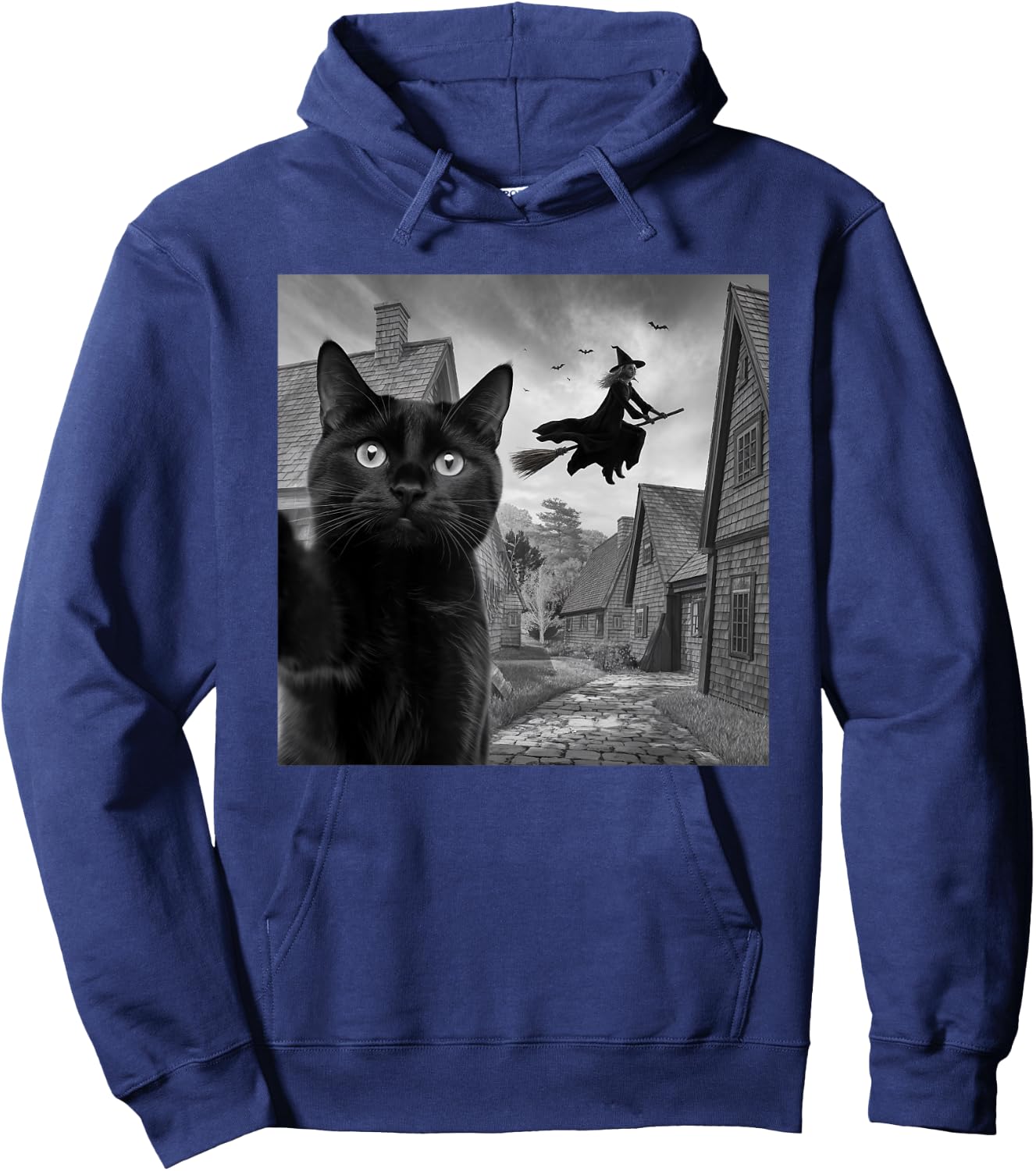 Witch and Black Cat Selfie Photo Halloween Magic Lovers Hoodie - Hoodie | Navy