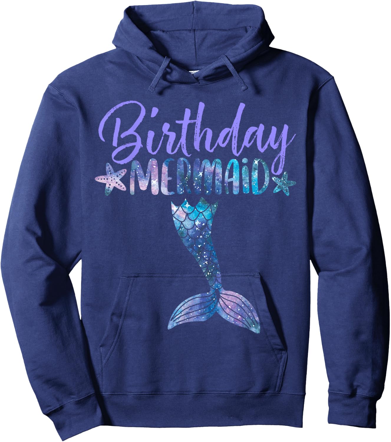 Birthday Mermaid Party Girl Tail Matching Mermaid Squad Hoodie - Hoodie | Navy