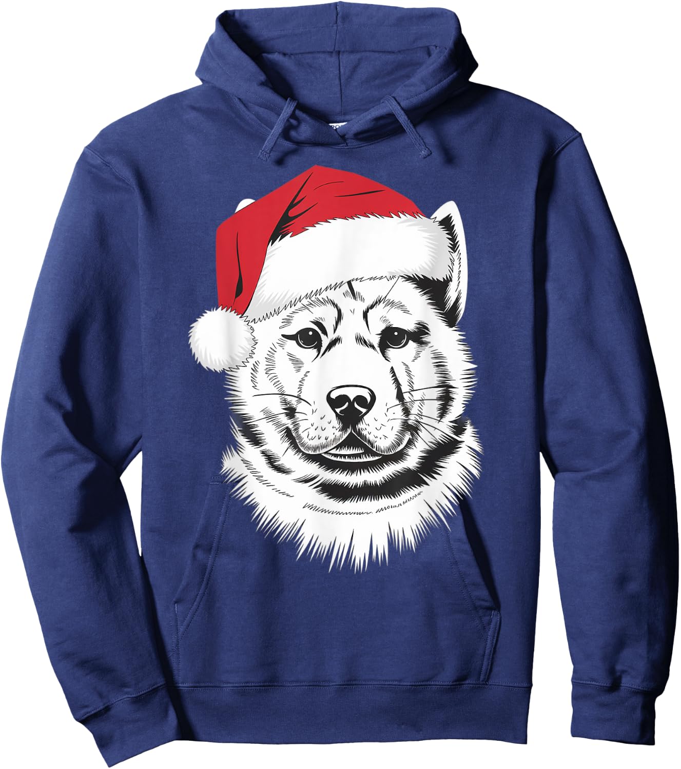 Joyful Akita Santa Dog on Akita Christmas Hoodie - Hoodie | Navy