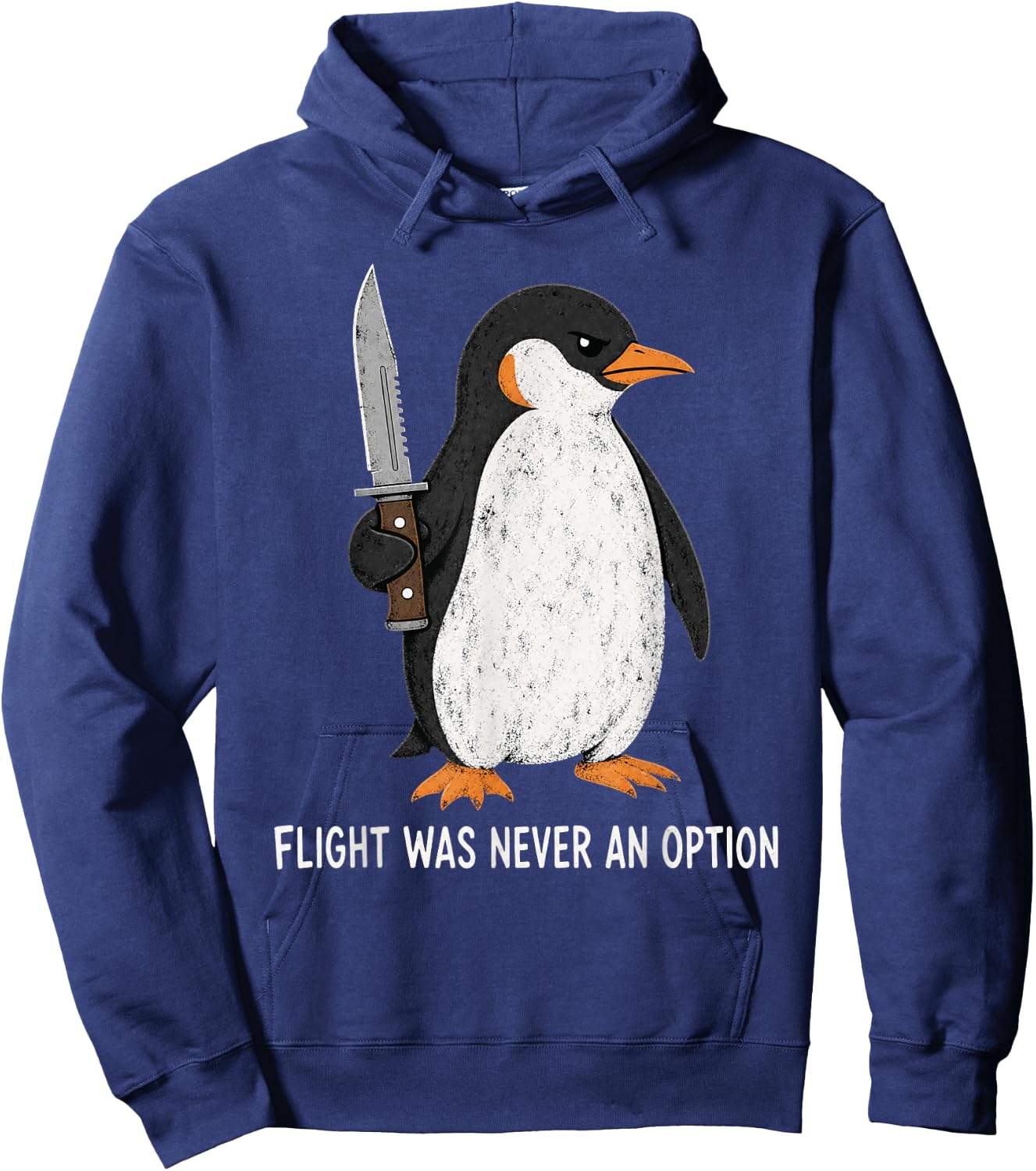 Flight was Never an Option Funny Penguin with Knife Hoodie - Hoodie | Navy