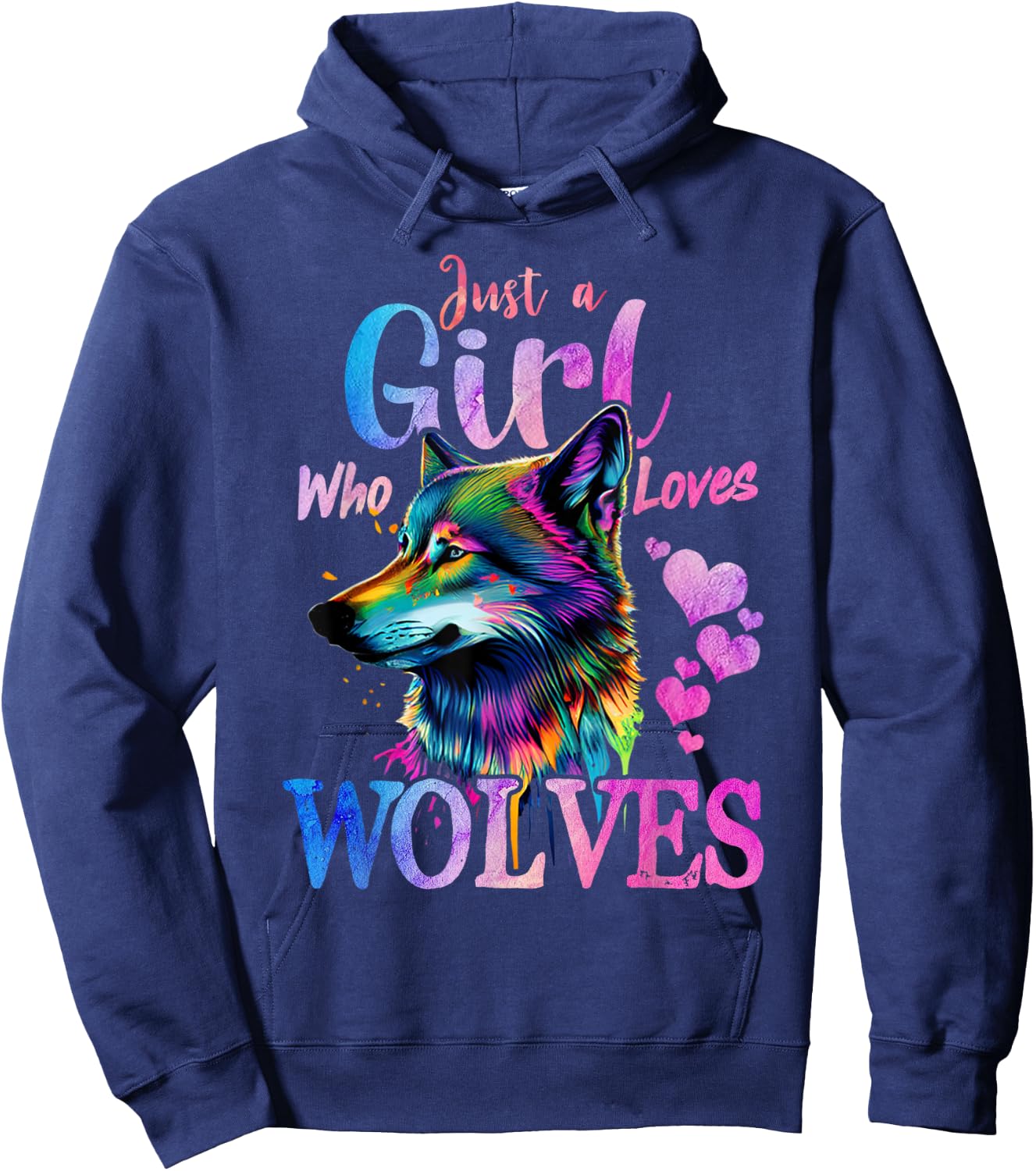 Just a Girl Who Loves Wolves Funny Women Wolf Lover Hoodie - Hoodie | Navy