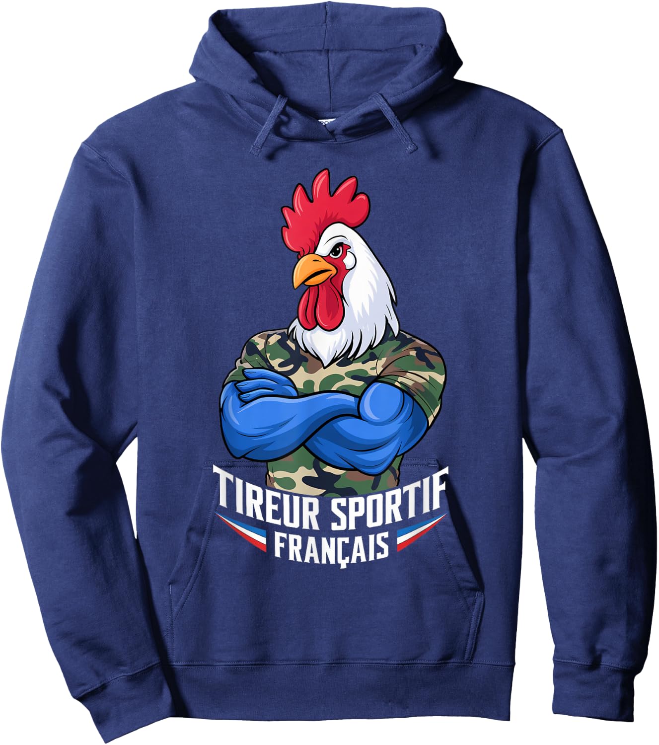 French Sporty Shooter, Shooting Stand Humor Airsoft Pride , Black, S Hoodie - Hoodie | Navy