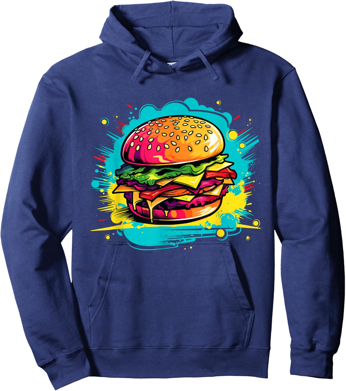 Colorful Burger Hoodie - Hoodie | Navy