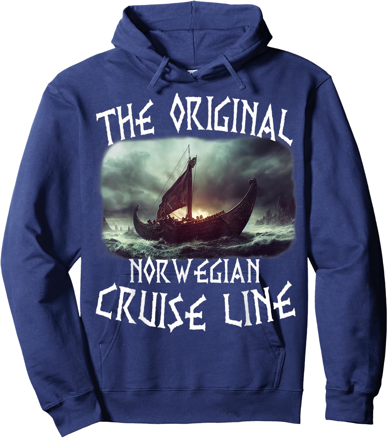 Norse Mythology Original Norwegian Cruise Line Viking Ship Hoodie - Hoodie | Navy