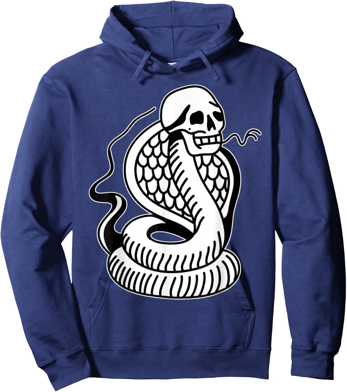 Cobra Snake Skull Blackwork Tattoo Flash Hoodie - Hoodie | Navy