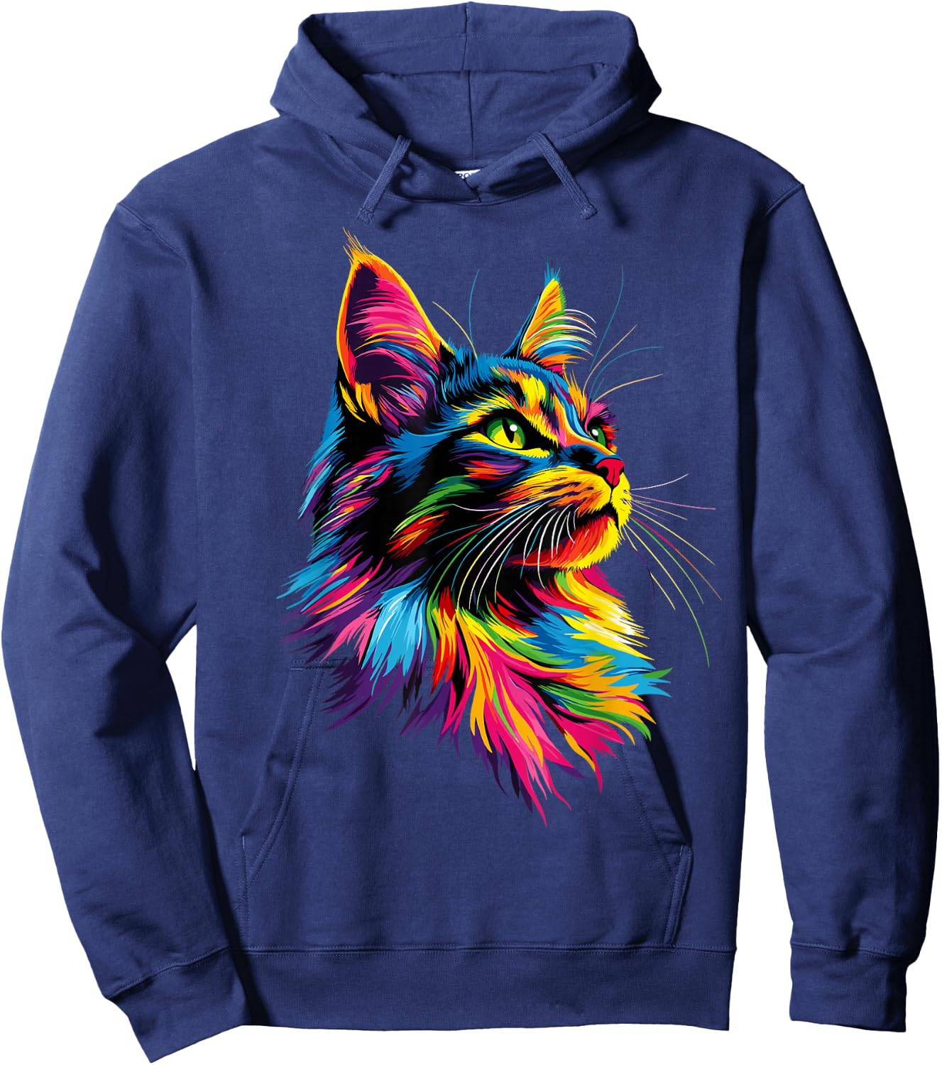 Maine Coon Cat Colors Rainbow Colorful Maine-Coon , Black, S Hoodie - Hoodie | Navy