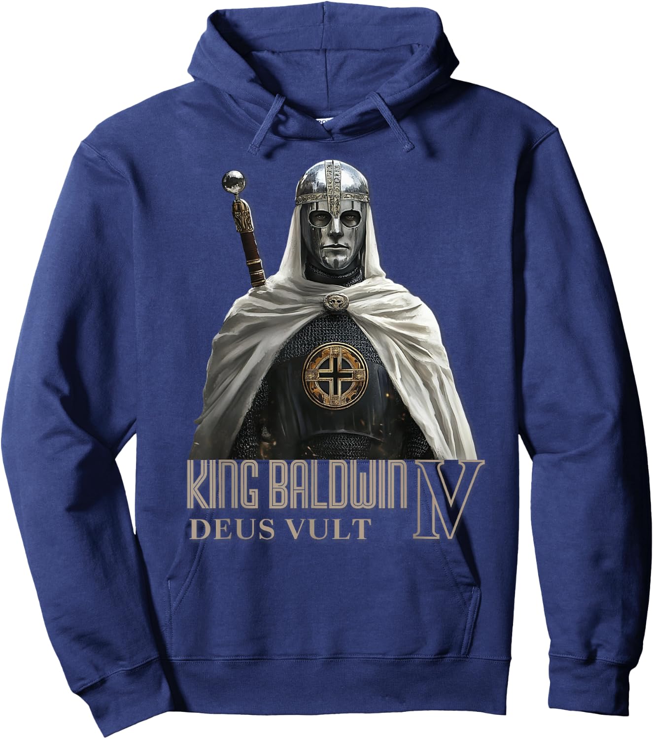 King Baldwin IV Jerusalem Cross Catholic Hoodie - Hoodie | Navy