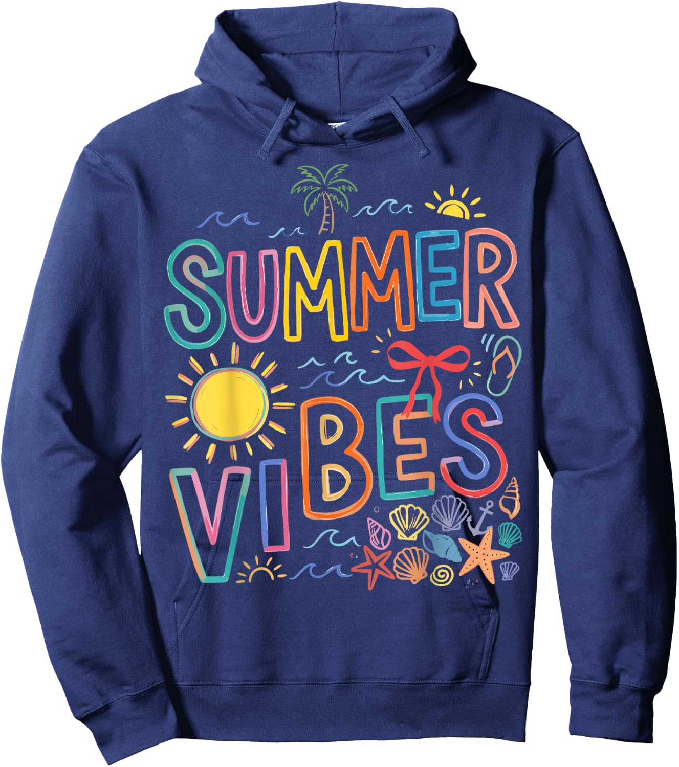 Funny Beach Summer Vibes Women Kids Summer Vacation Hoodie - Hoodie | Navy