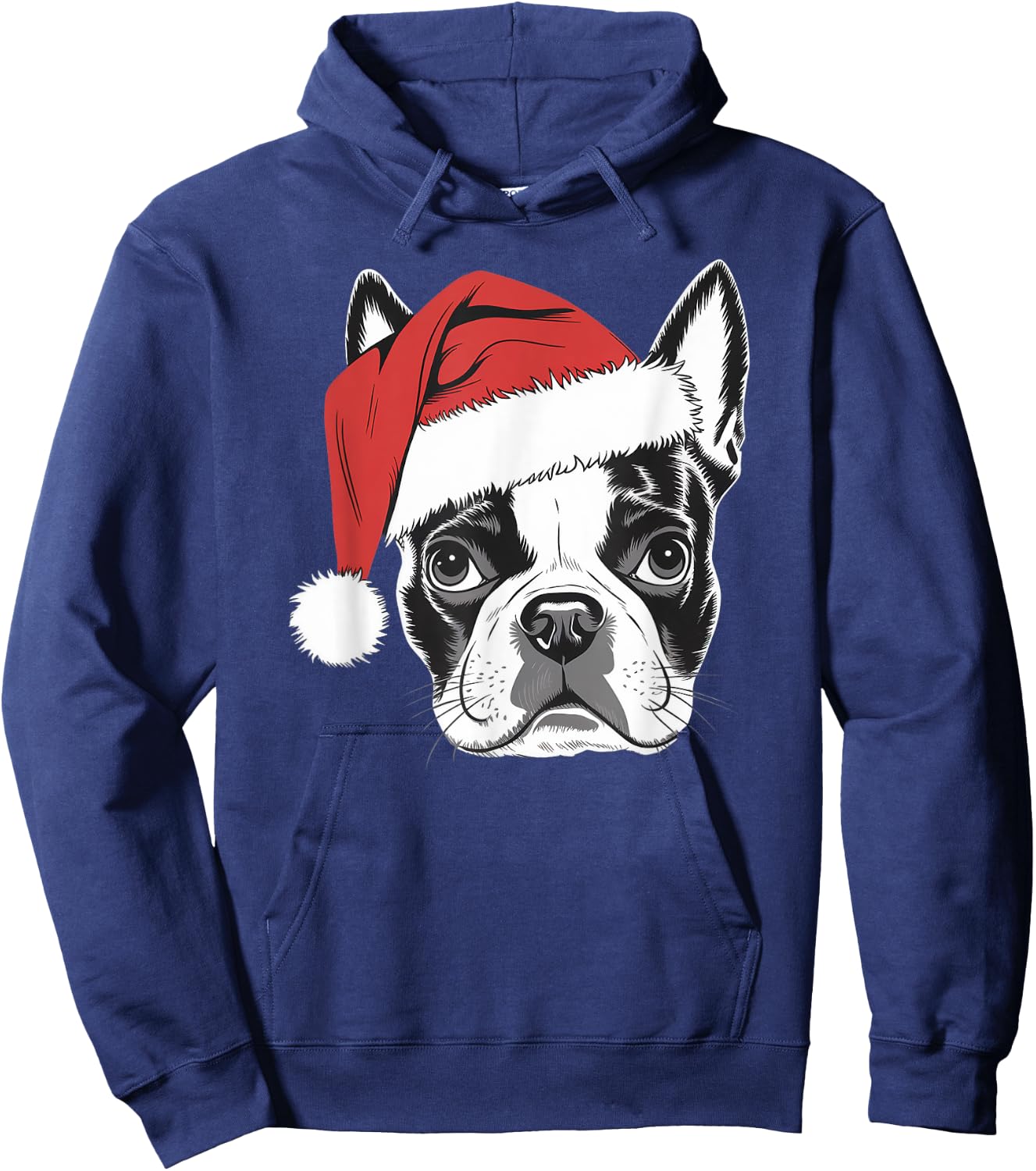 Joyful Boston Terrier Santa Dog on Boston Terrier Christmas Women Kids Hoodie - Hoodie | Navy