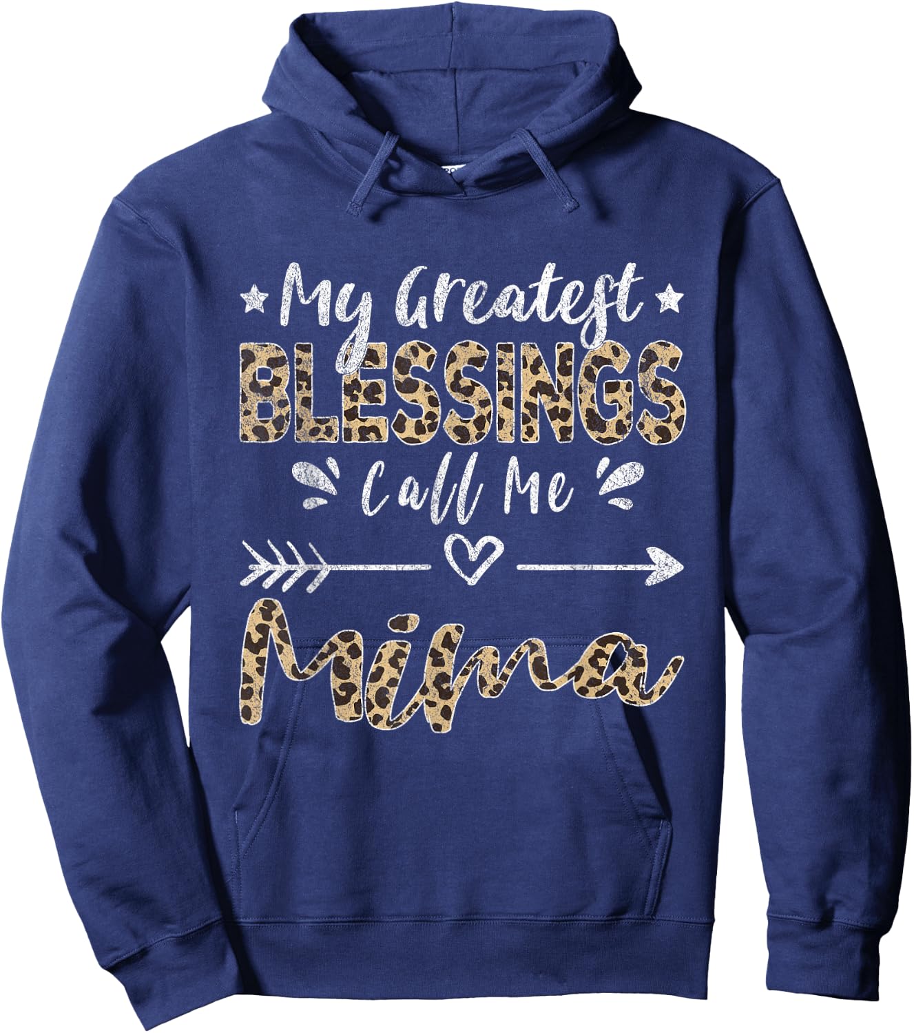 My Greatest Blessings Call Me Mima Leopard Hoodie - Hoodie | Navy