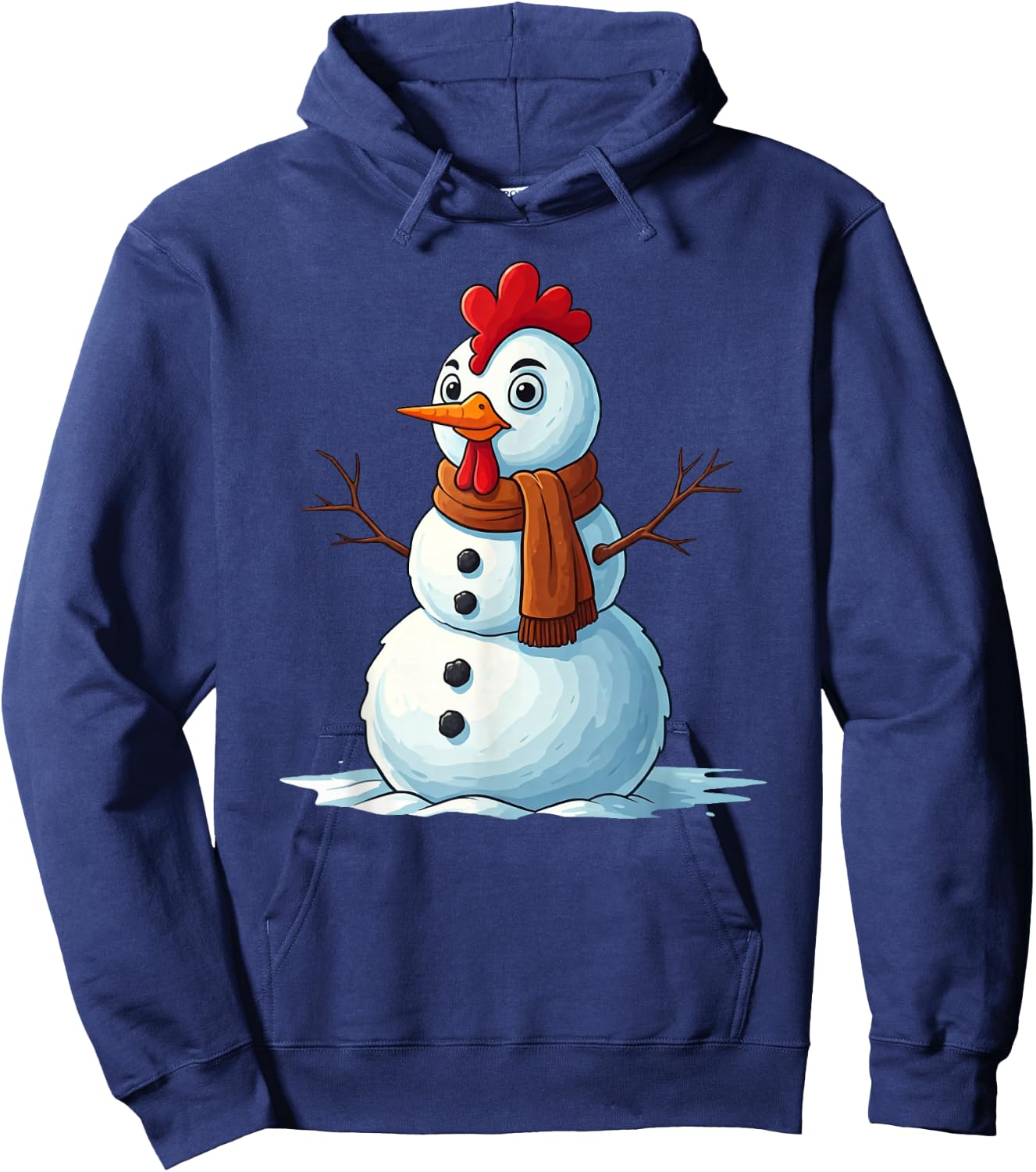 Funny Chicken Snowman Scarf Christmas Kids Hoodie - Hoodie | Navy