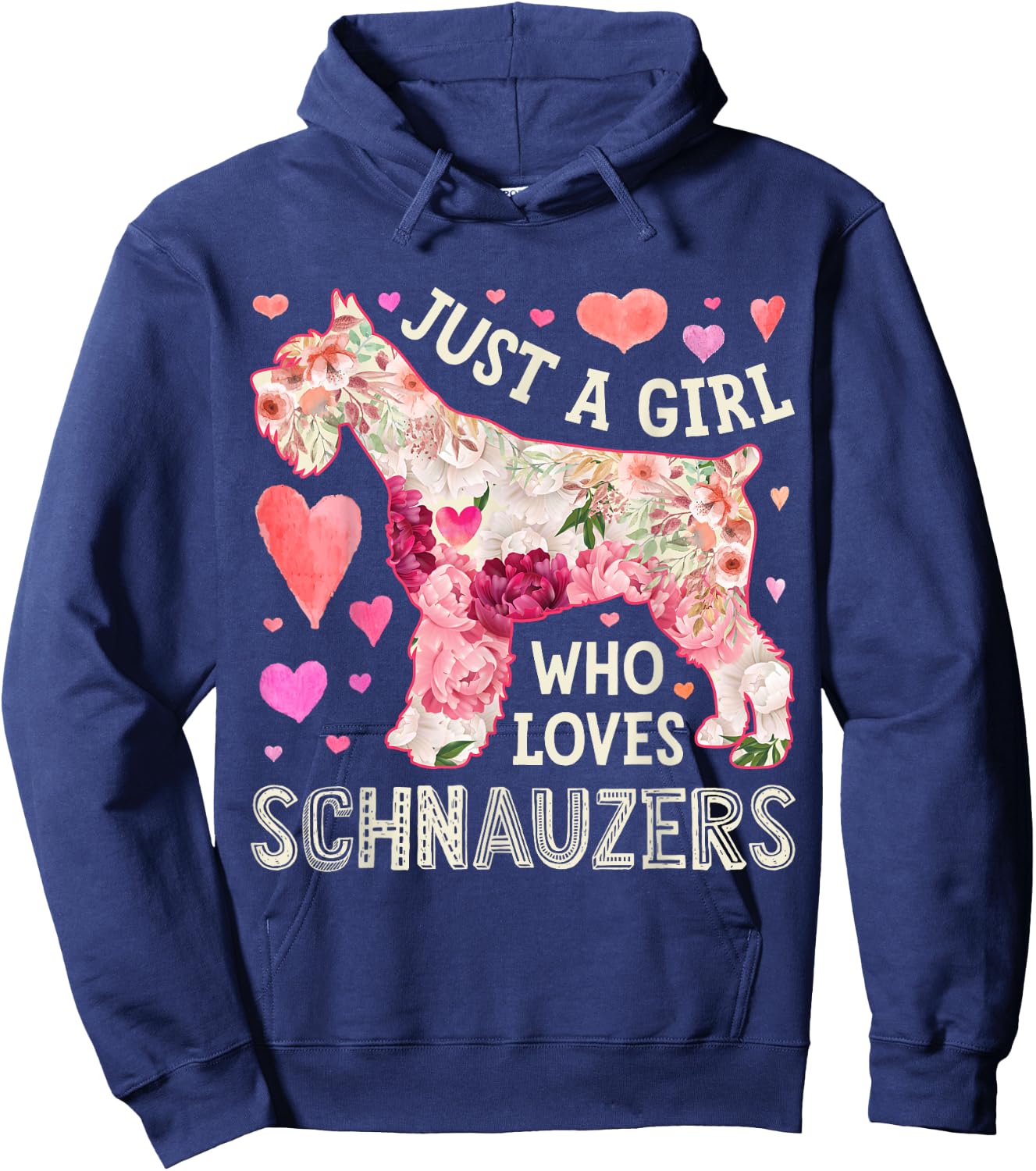 Schnauzer Just A Girl Who Loves Schnauzers Dog Flower Floral Hoodie - Hoodie | Navy