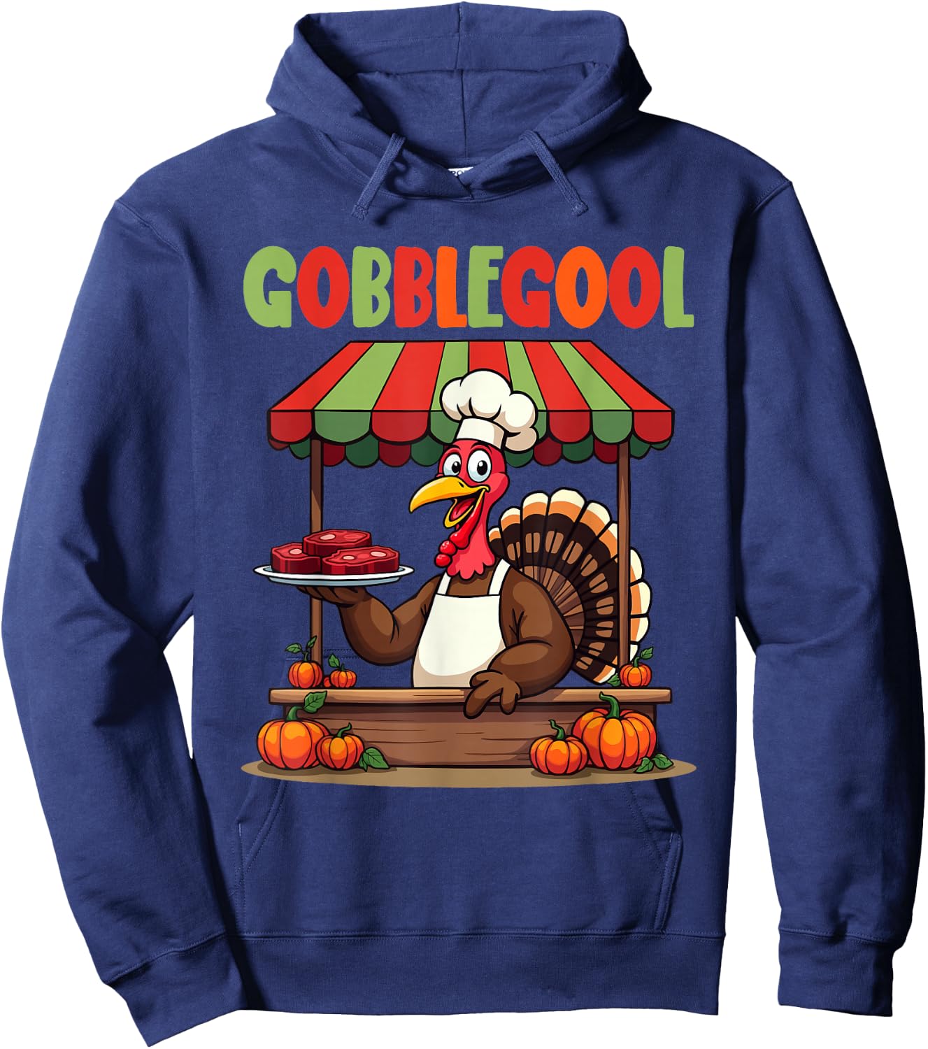 Gobblegool Turkey Cheef Thanksgiving turkey Men Women Hoodie - Hoodie | Navy