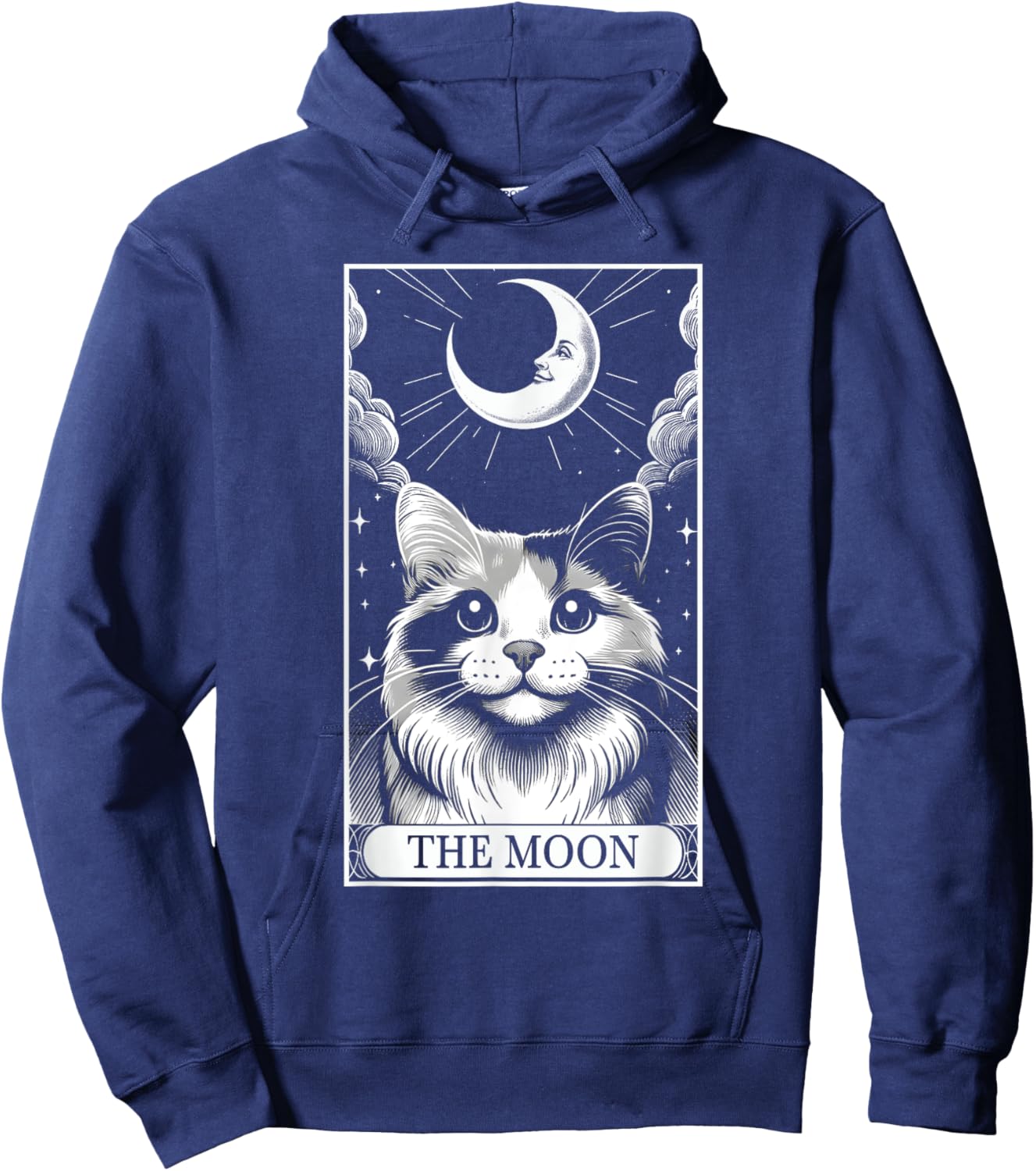 Tarot Card Vintage Crescent Moon Calico Cat Mom Cat Lovers Women Kids Hoodie - Hoodie | Navy