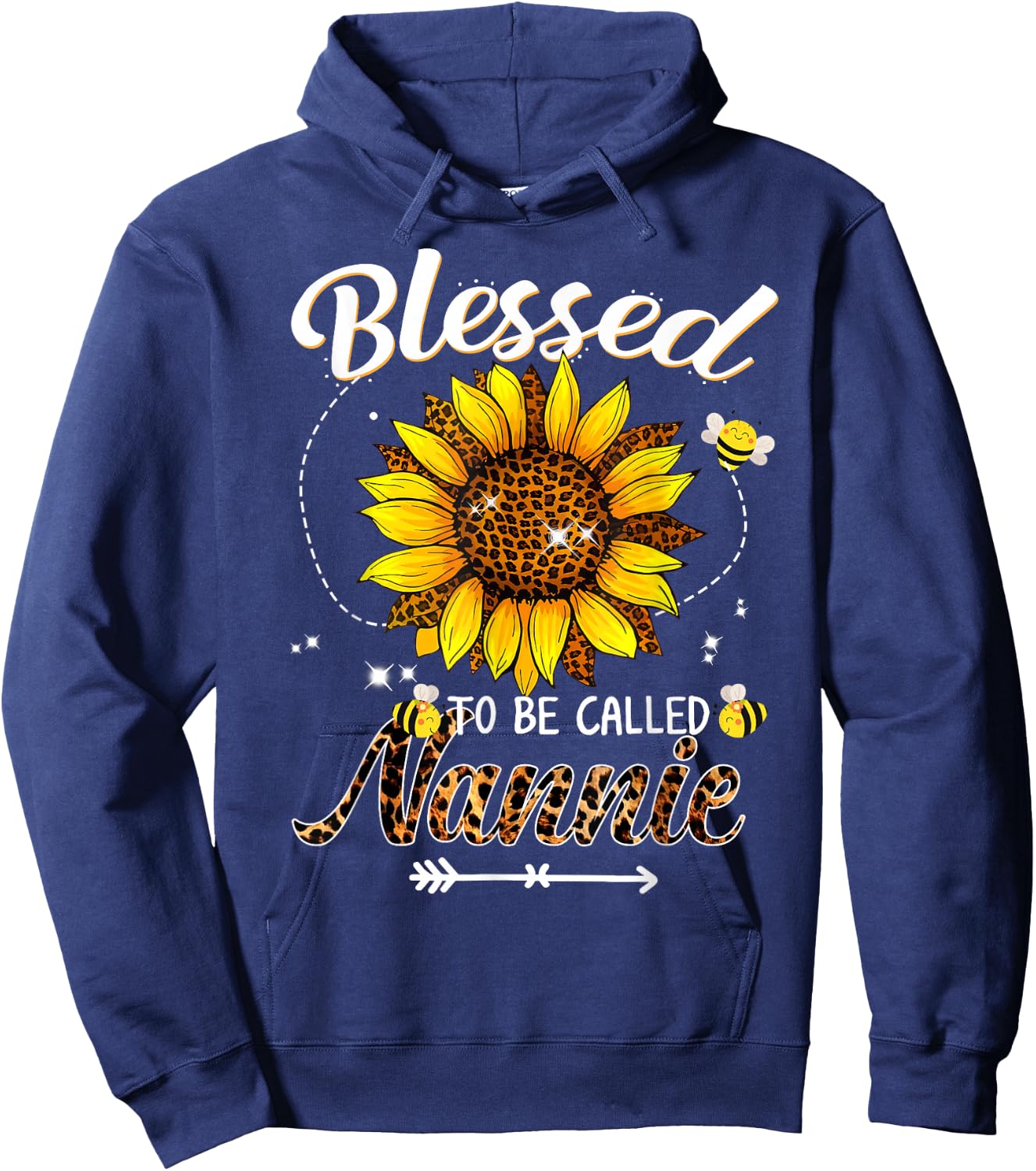 Blessed To Bee Called Nannie Leopard Sunflower Hoodie - Hoodie | Navy