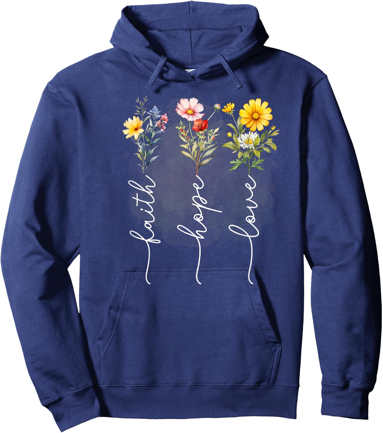 Christian Flower Bouquet Faith Hope Love Hoodie - Hoodie | Navy