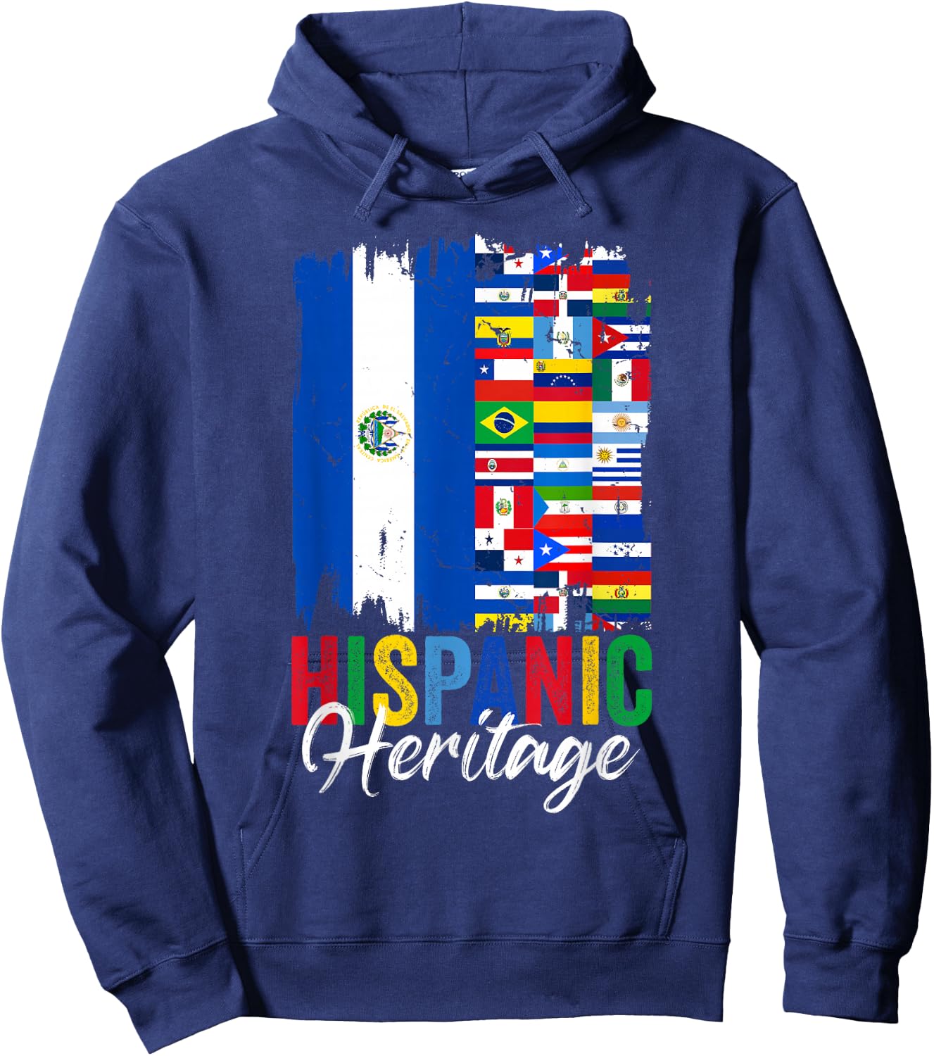 El Salvador Hispanic Heritage Month Latino Countries Flags Hoodie - Hoodie | Navy