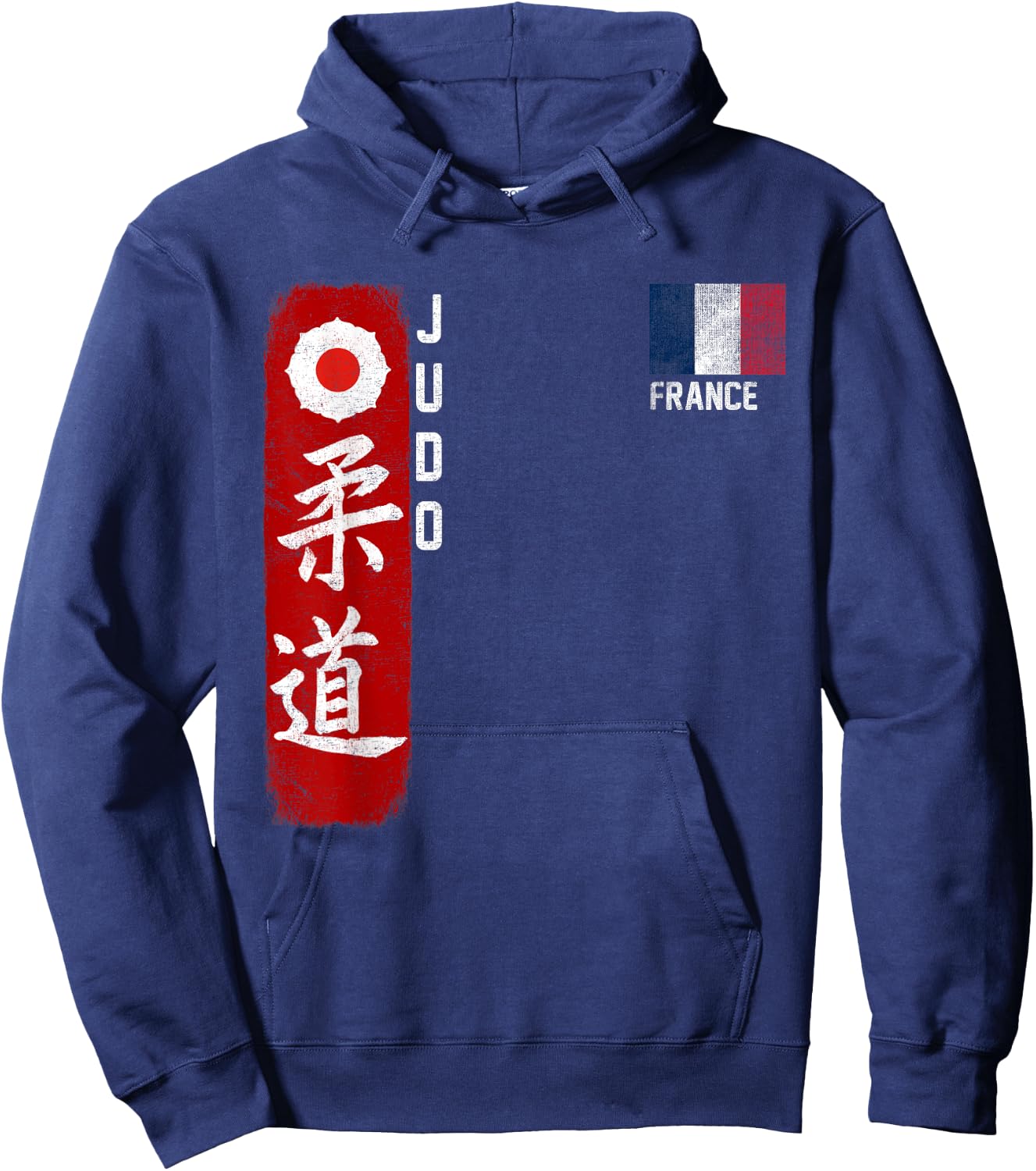 Judo France French Flag Judoka Dojo Martial Art Kanji , Black, S Hoodie - Hoodie | Navy