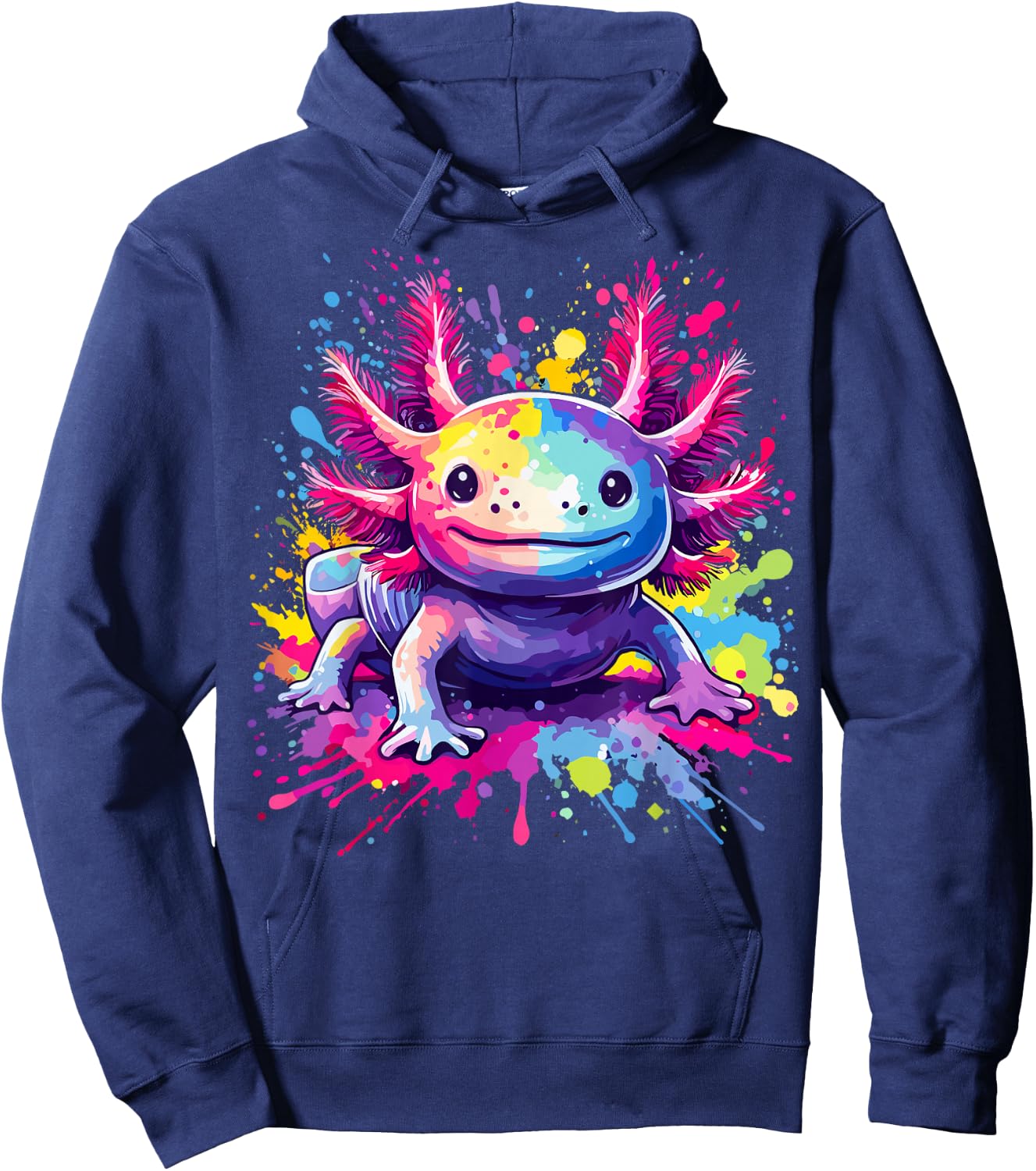 Axolotls Lovers Colorful Splash Art Kawaii Axolotl Hoodie - Hoodie | Navy