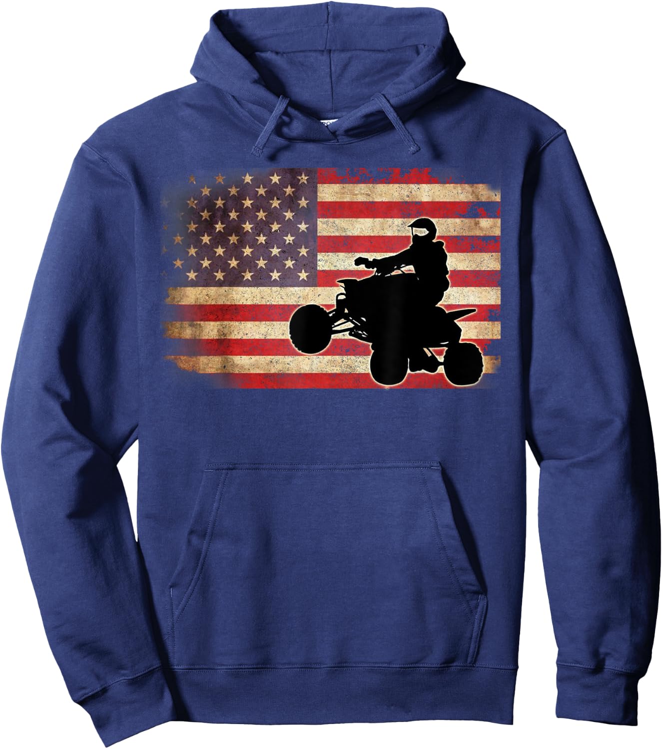 American USA Flag Quad Bike Four Wheeler Gift T Shirt Women Kids Men Hoodie - Hoodie | Navy