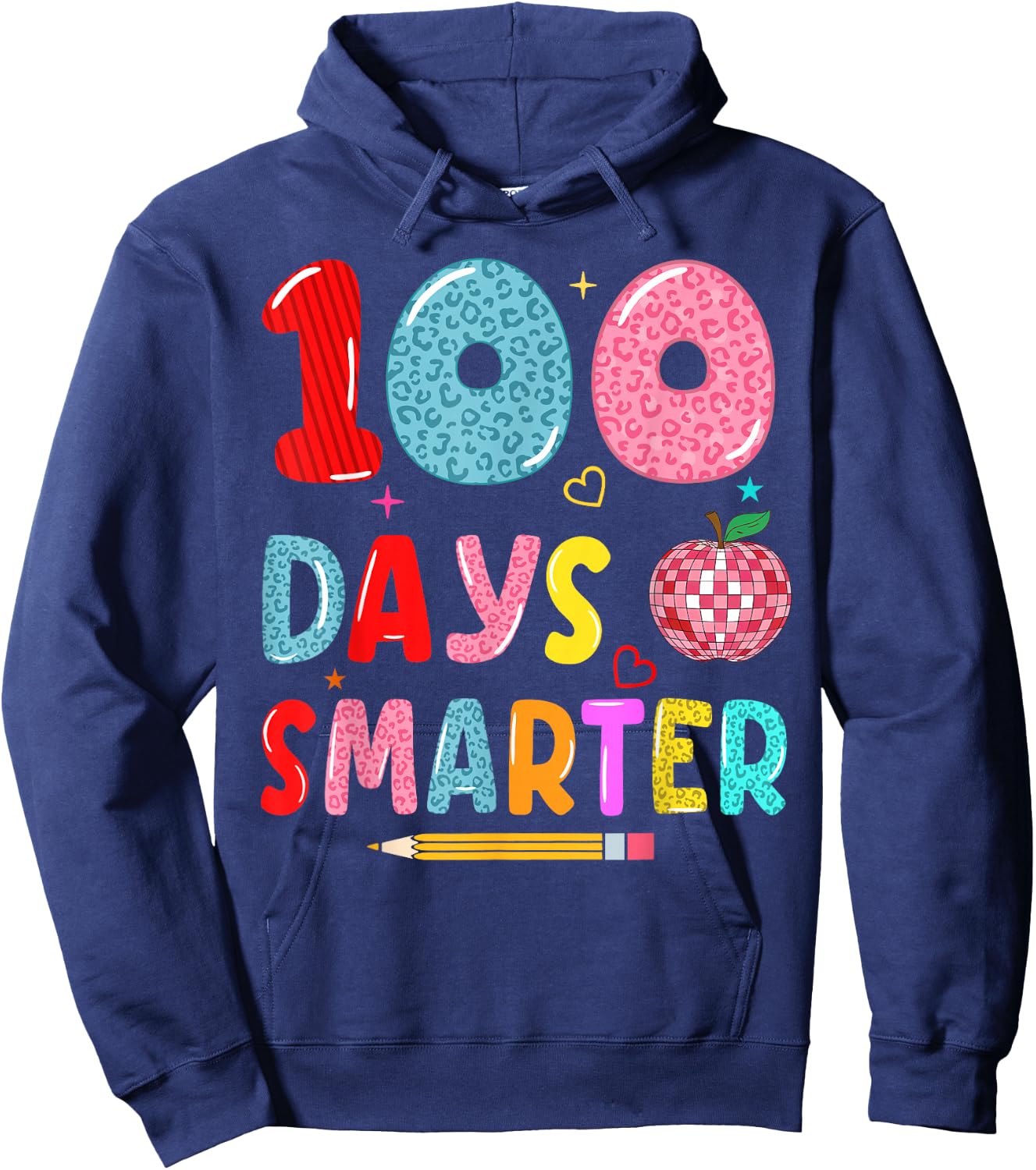 100 days Smarter leopard 100th Day Of school girls boys Hoodie - Hoodie | Navy
