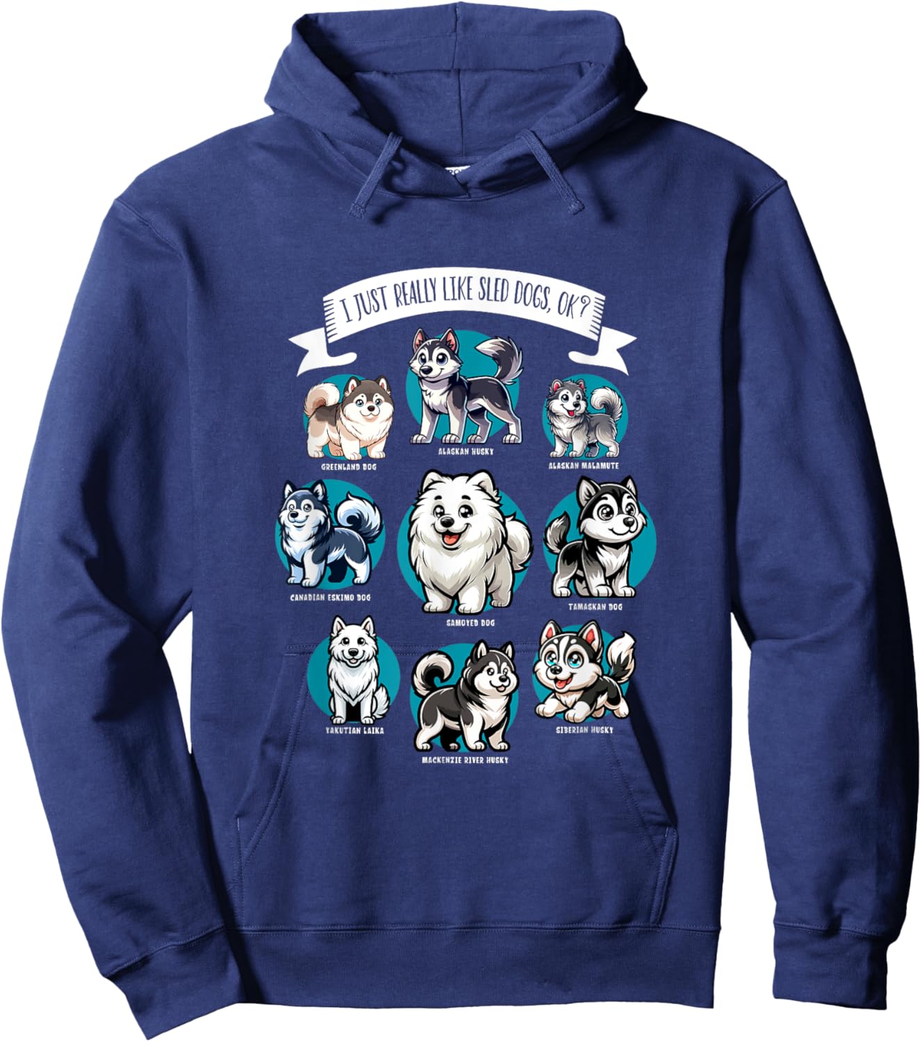 Various Sled Dog Breeds Women Girls Kids Hoodie - Hoodie | Navy