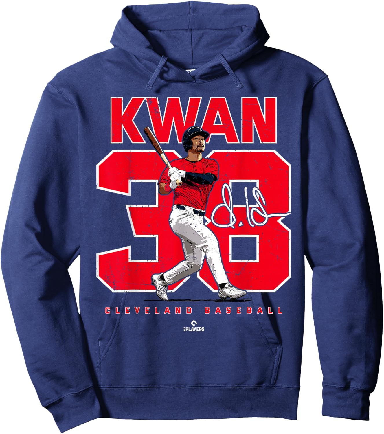 Number and Portrait Steven Kwan Cleveland MLBPA Hoodie - Hoodie | Navy
