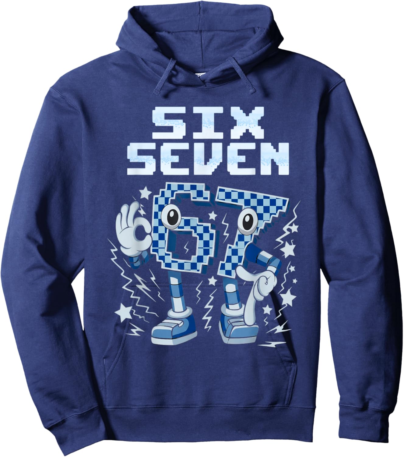 6 7 Six Seven Meme 6 7 Brainrot Hoodie - Hoodie | Navy