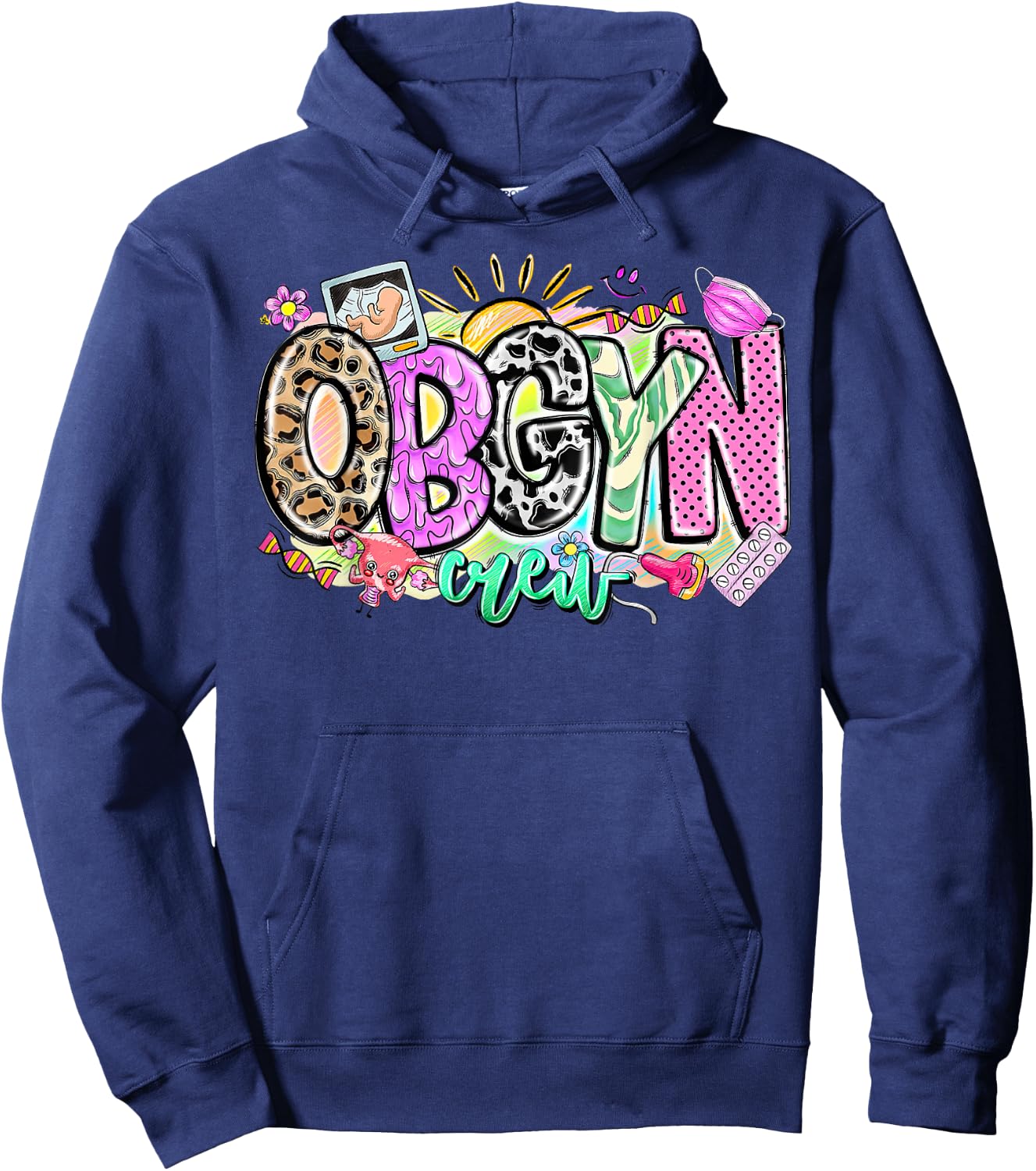 Leopard Obgyn Crew Obstetrician Gynecologist Doctor Nursing Hoodie - Hoodie | Navy