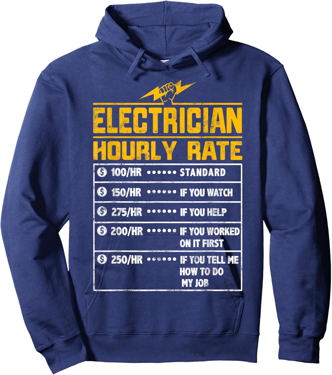 Electrician funny hourly rate Gift Electrician Dad Hoodie - Hoodie | Navy