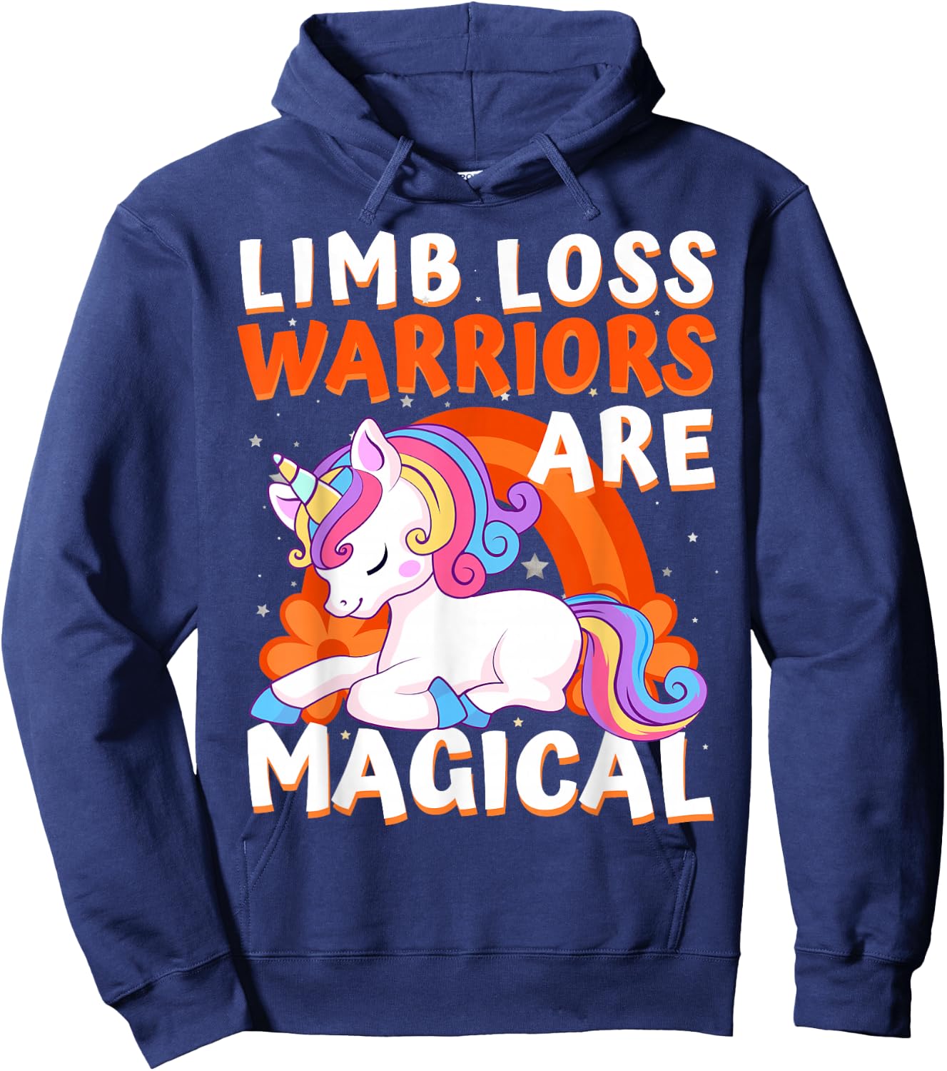 Warriors Are Magical Limb Loss Awareness Ribbon Unicorn Hoodie - Hoodie | Navy