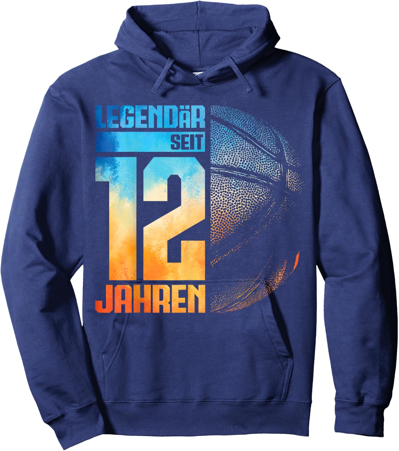 12th Birthday Retro Basketball Player 12 Years Boy Child , black Hoodie - Hoodie | Navy