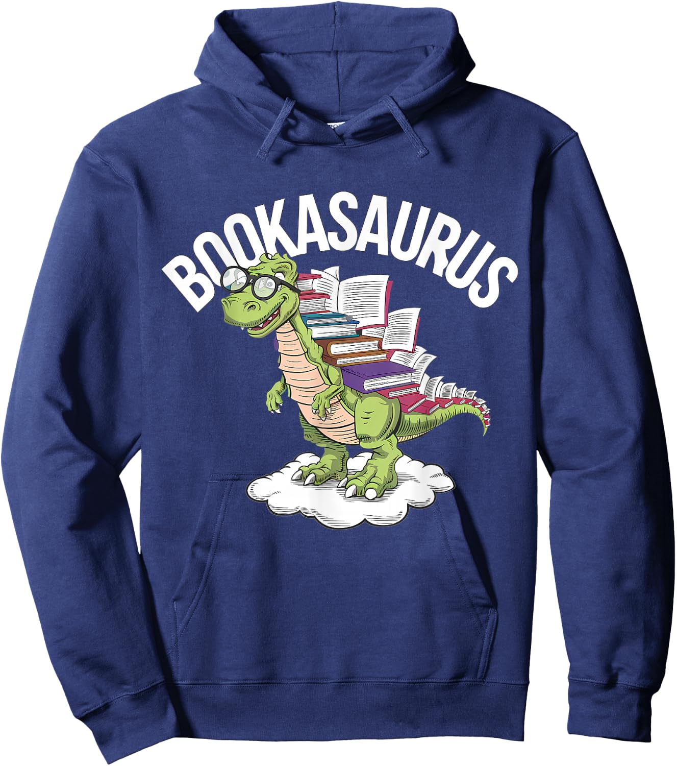 Book Dinosaur T-Rex Bookworm Dino Funny Book Reading Hoodie - Hoodie | Navy