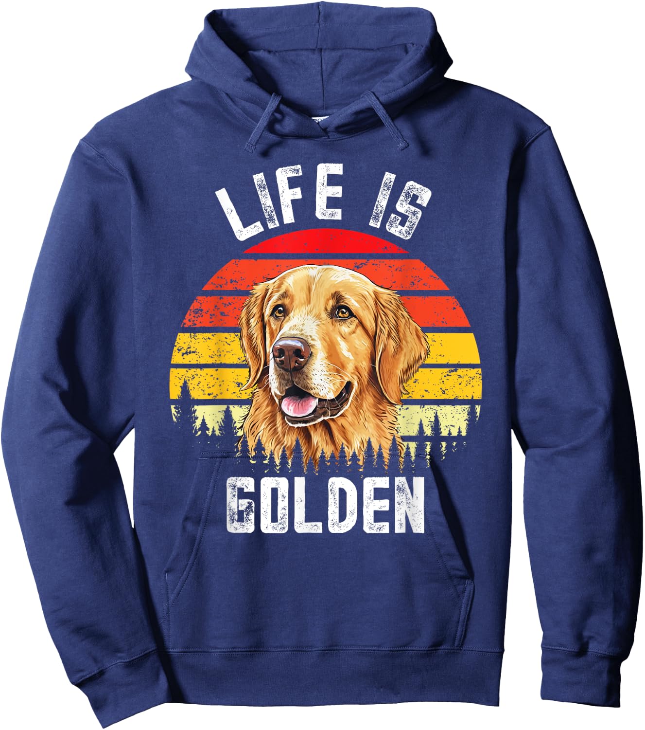 Vintage Life Is Golden Funny Golden Retriever Dog Lover Women Girls Kids Hoodie - Hoodie | Navy